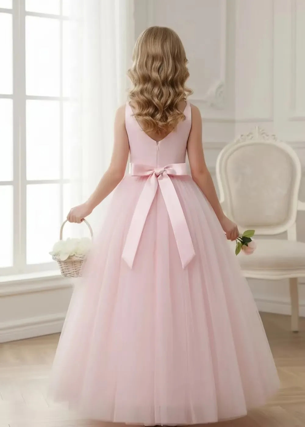 オフショルダーのレースプリンセスドレス