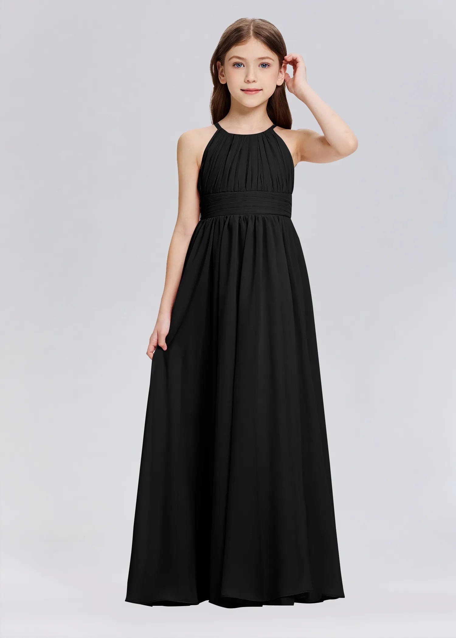 Stylish A-Line Halter Chiffon Flower Girl Dress-Neutral
