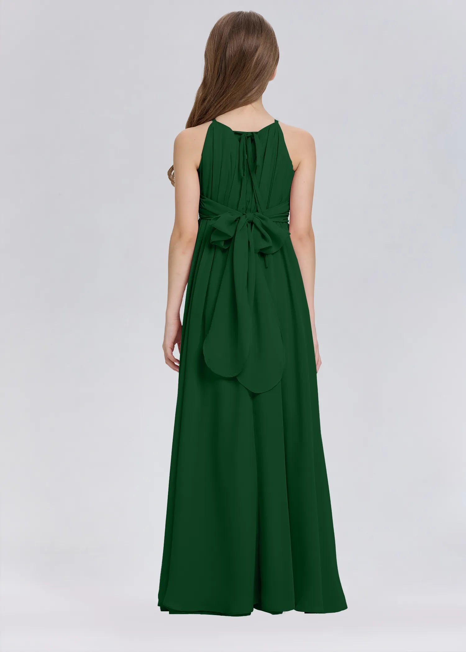 Stylish A-Line Halter Chiffon Flower Girl Dress-Green