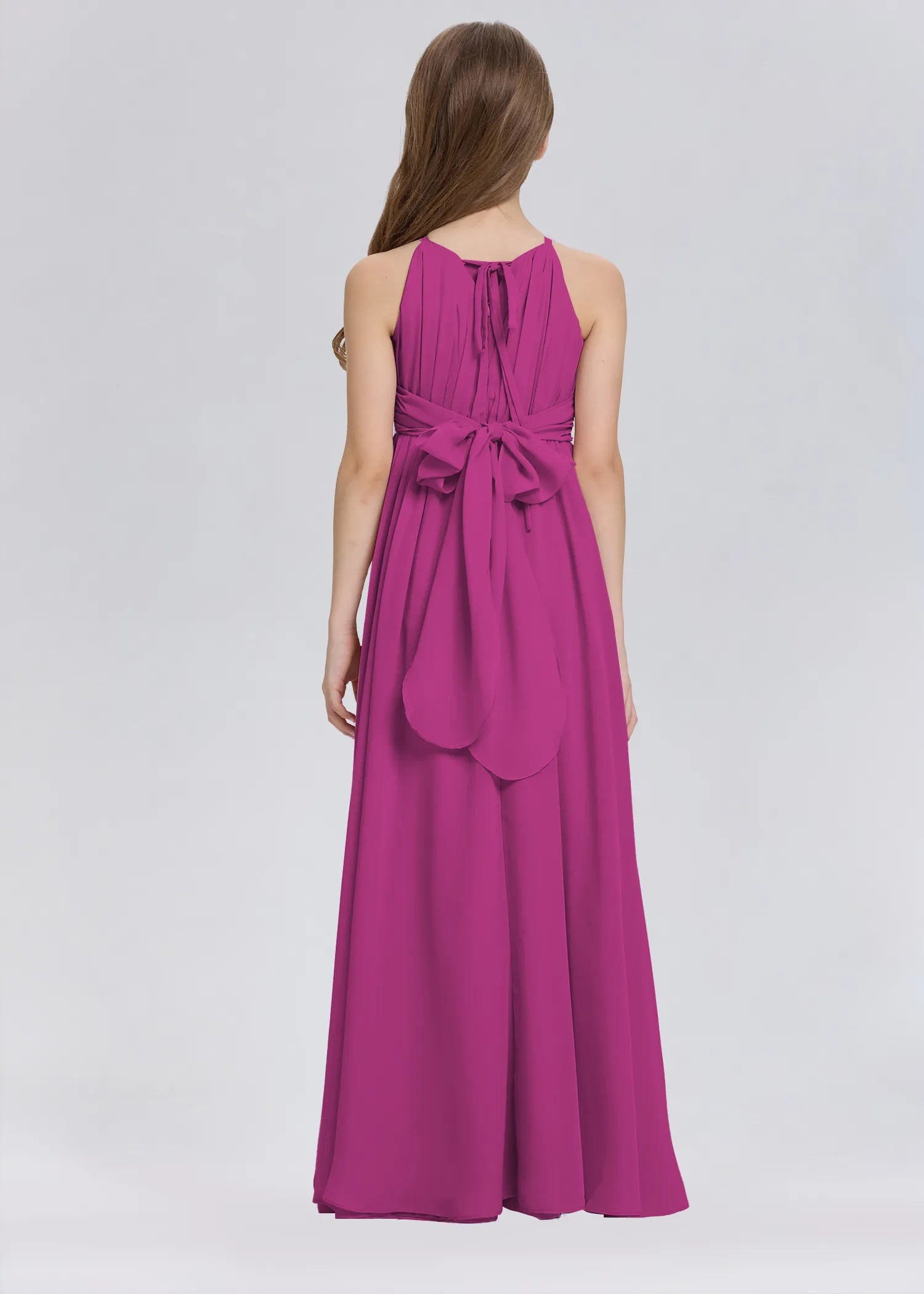 Stylish A-Line Halter Chiffon Flower Girl Dress-Purple