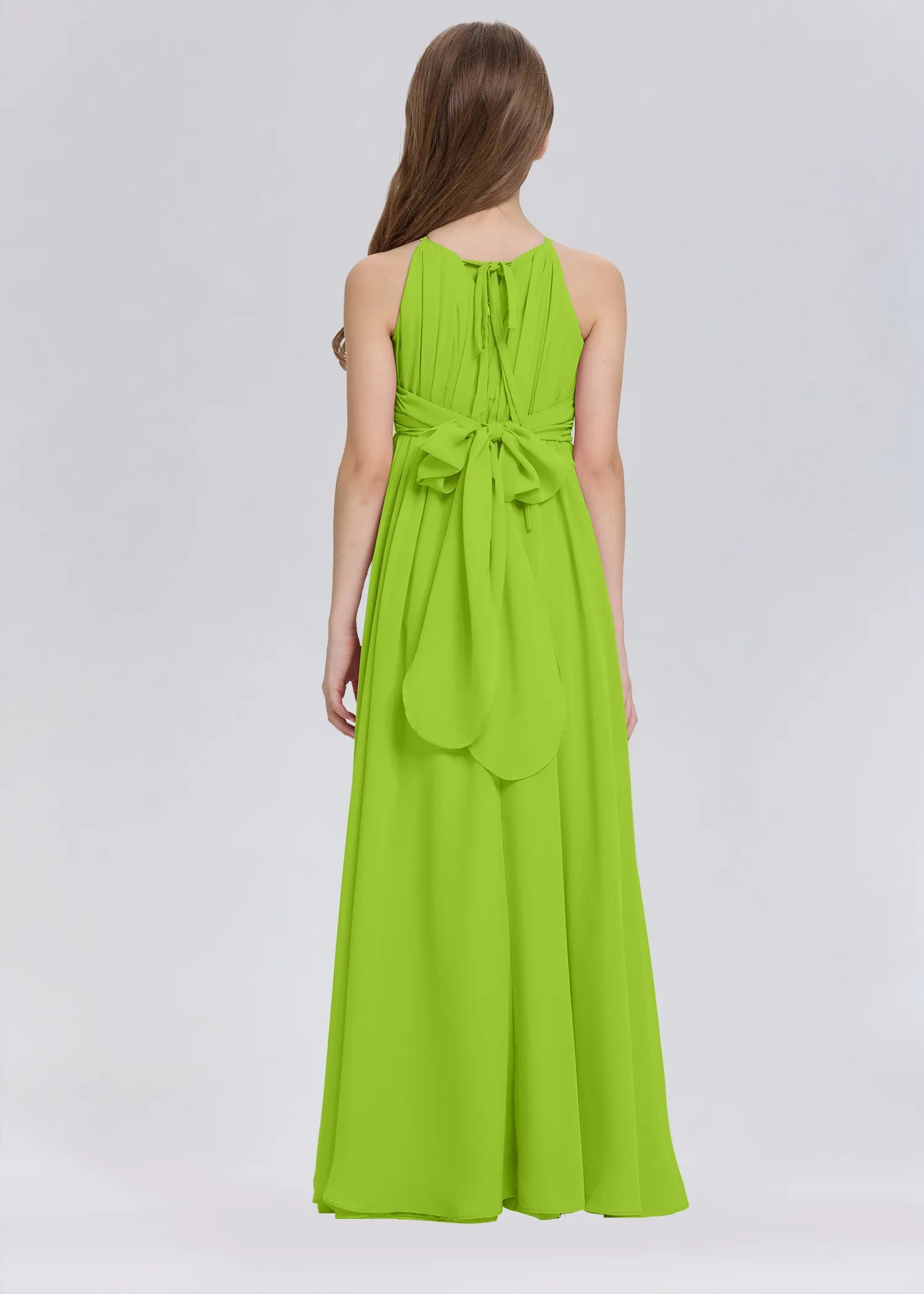 Stylish A-Line Halter Chiffon Flower Girl Dress-Green