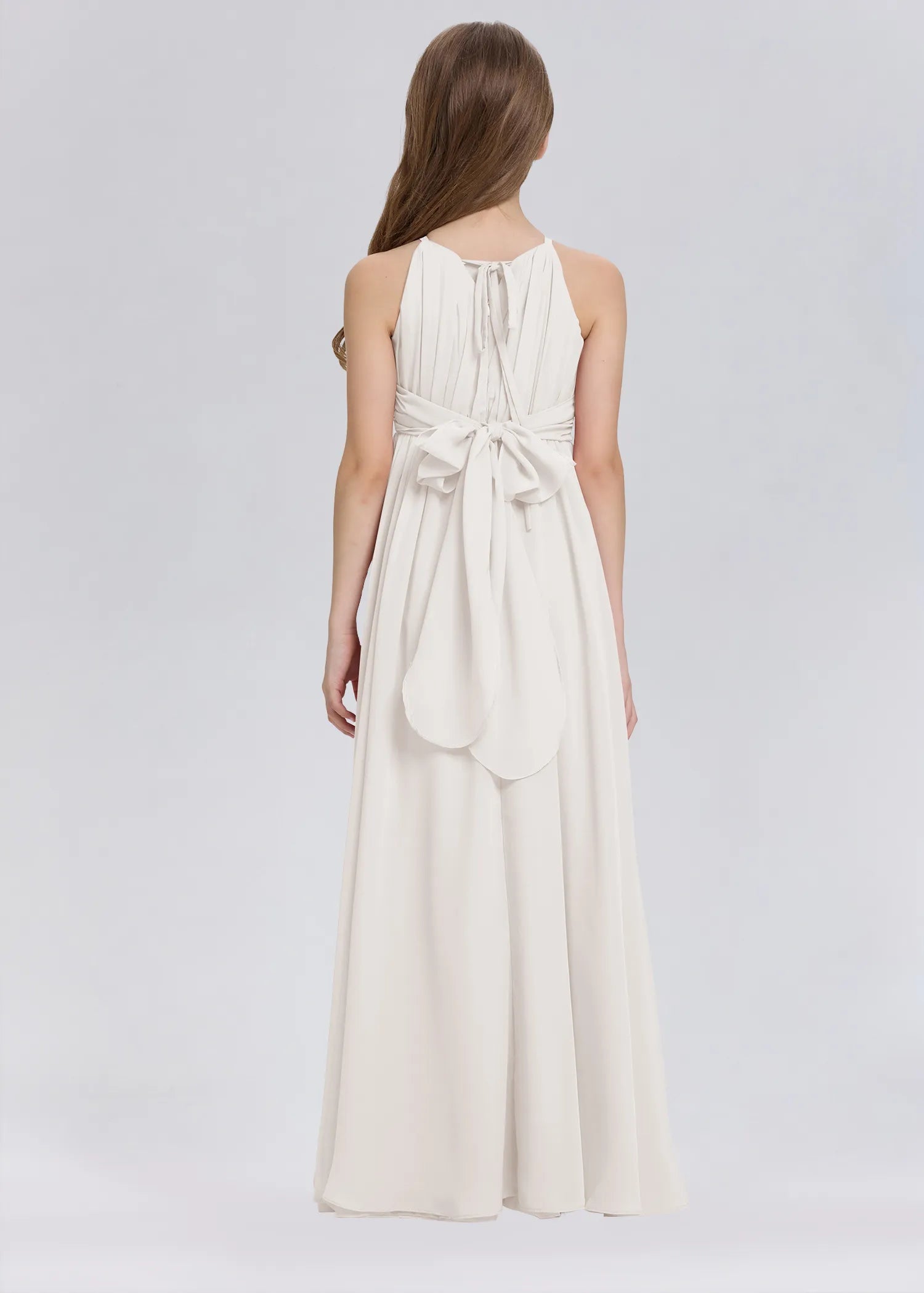 Stylish A-Line Halter Chiffon Flower Girl Dress-Neutral