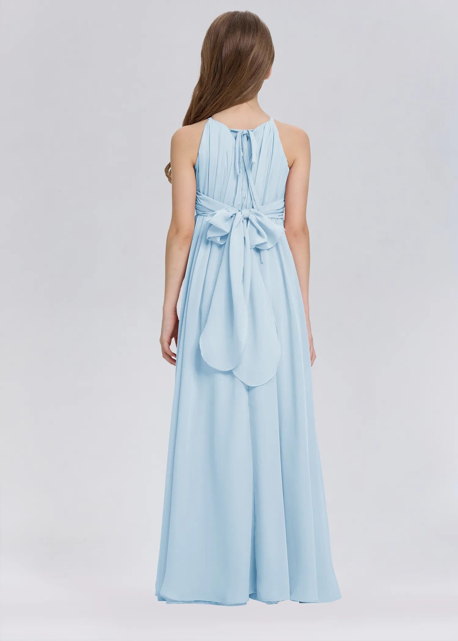 Stylish A-Line Halter Chiffon Flower Girl Dress-Blue