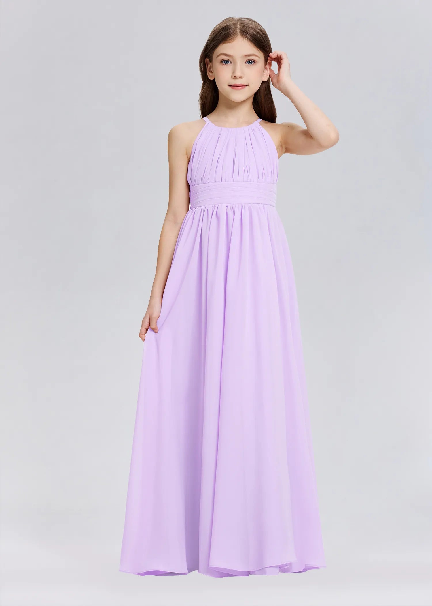 Stylish A-Line Halter Chiffon Flower Girl Dress-Purple