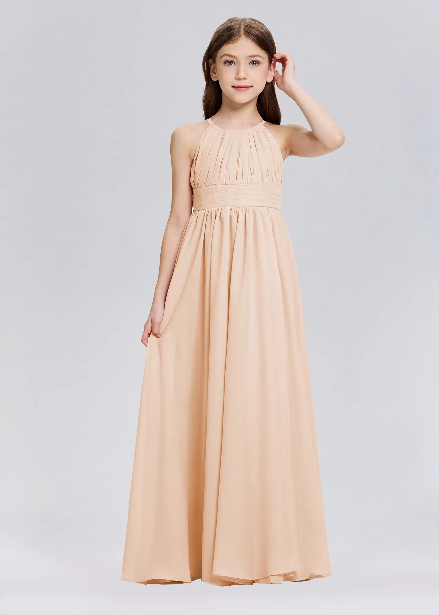 Stylish A-Line Halter Chiffon Flower Girl Dress-Orange