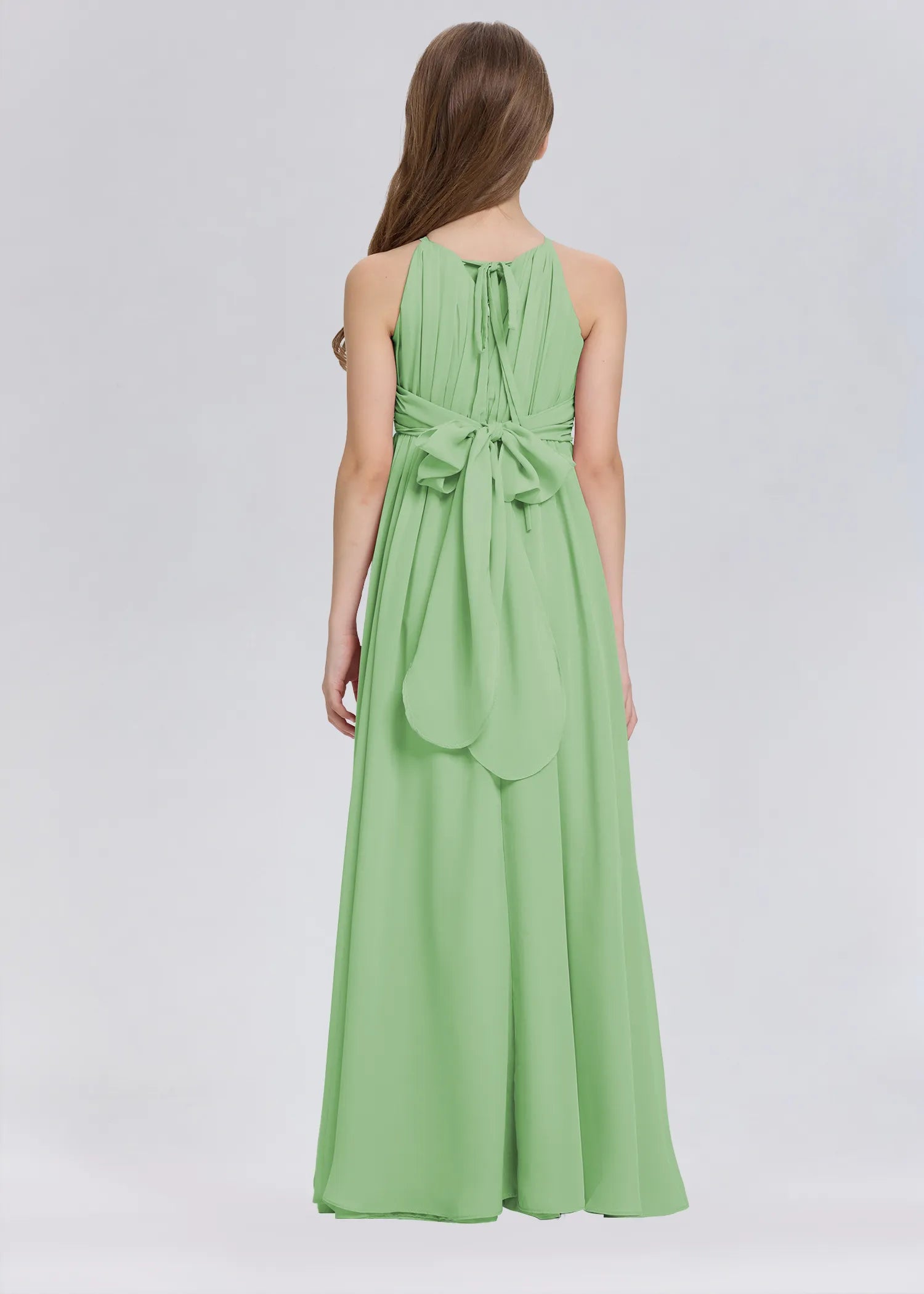 Stylish A-Line Halter Chiffon Flower Girl Dress-Green