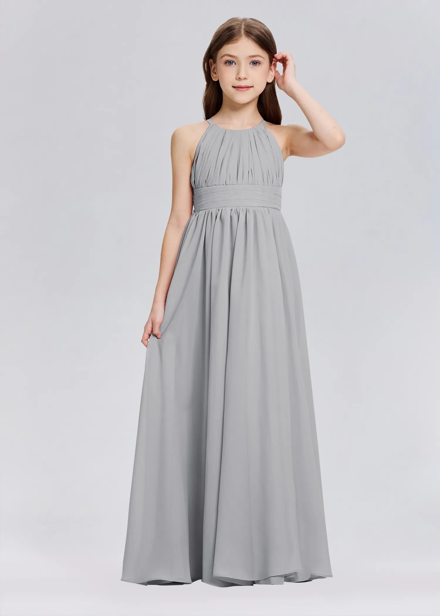 Stylish A-Line Halter Chiffon Flower Girl Dress-Neutral