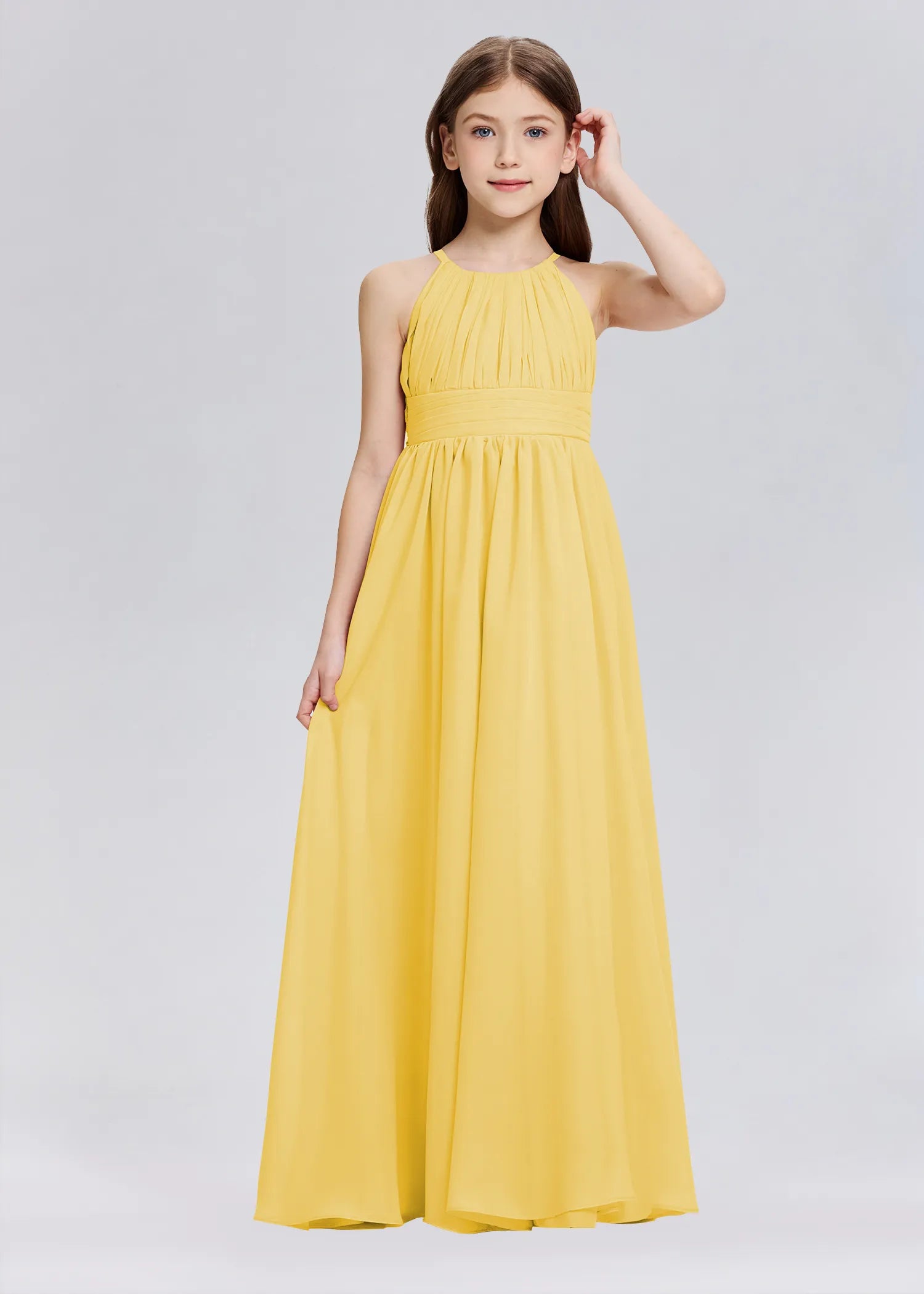 Stylish A-Line Halter Chiffon Flower Girl Dress-Orange