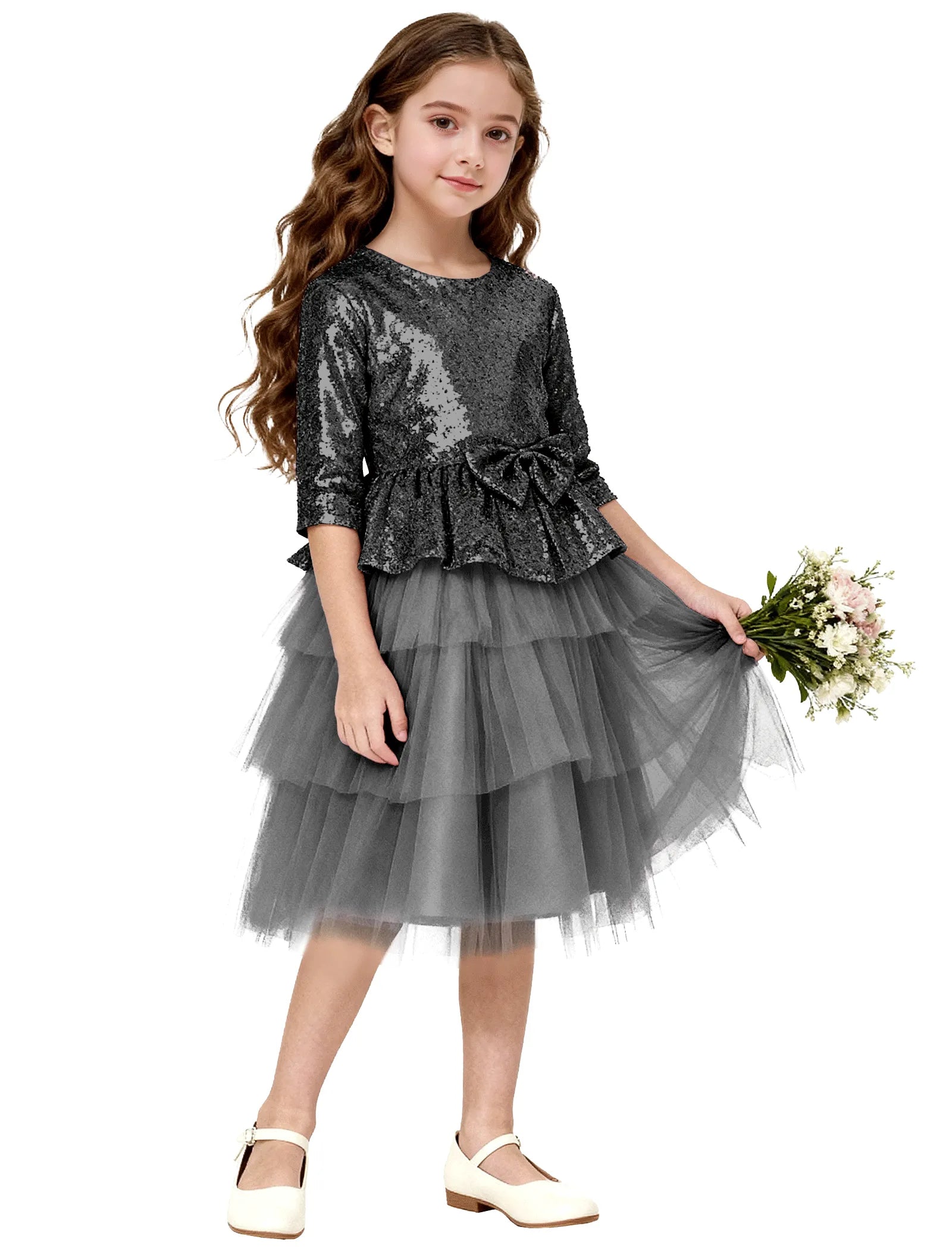 Tiered Tulle Glitter Birthday Dress for Girls