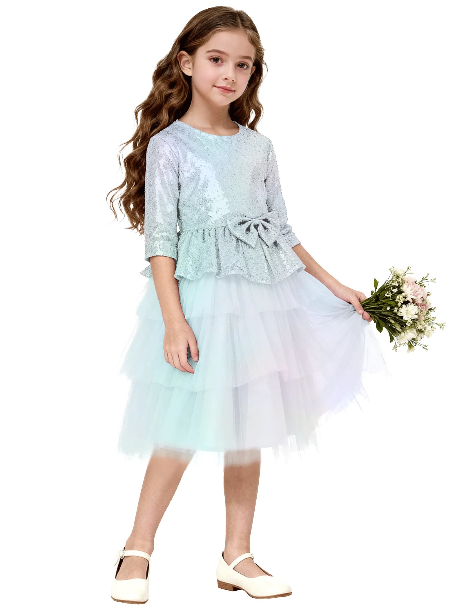 Tiered Tulle Glitter Birthday Dress for Girls