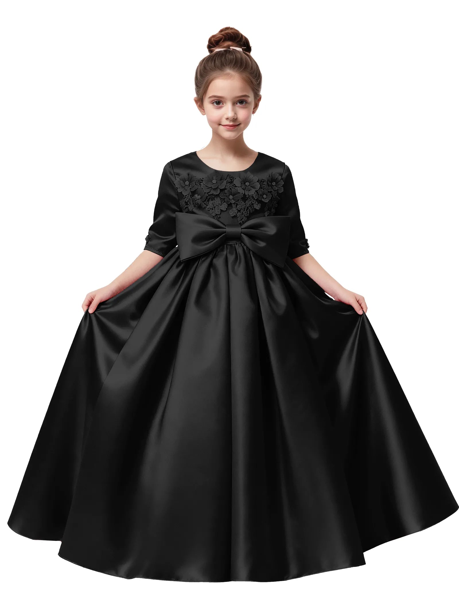 Elegant Pageant Dress for Girls with Pleats and Bow