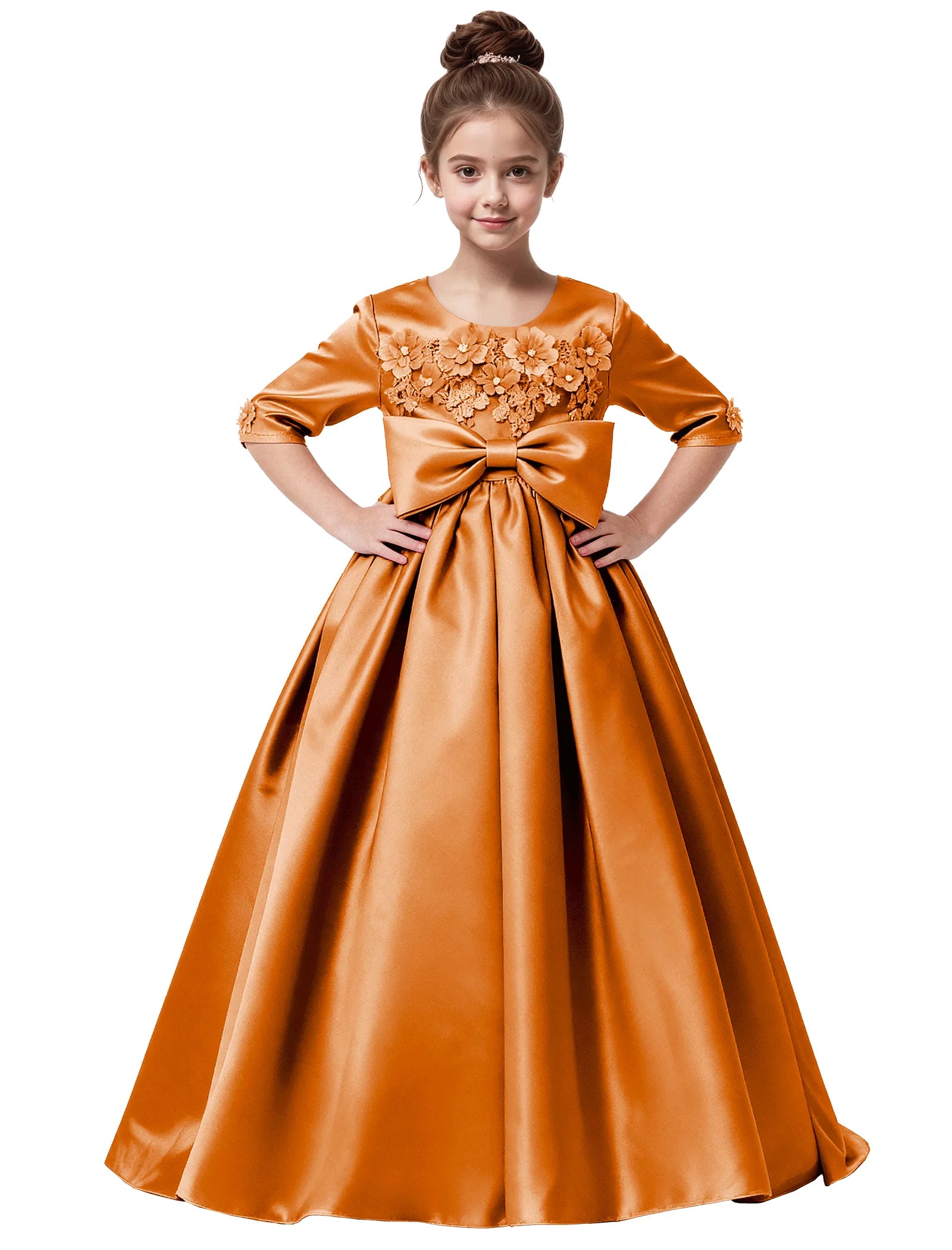 Elegant Pageant Dress for Girls with Pleats and Bow