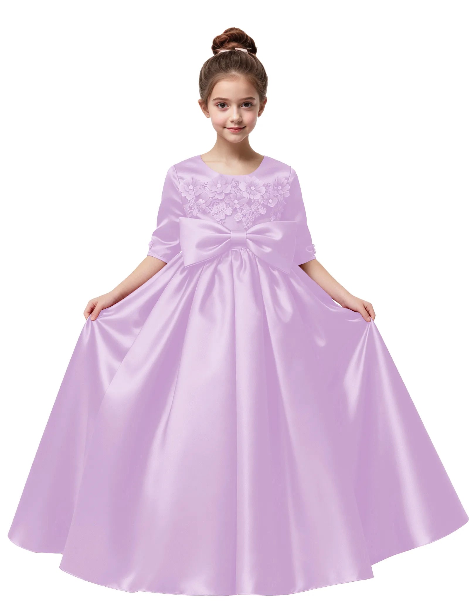 Elegant Pageant Dress for Girls with Pleats and Bow