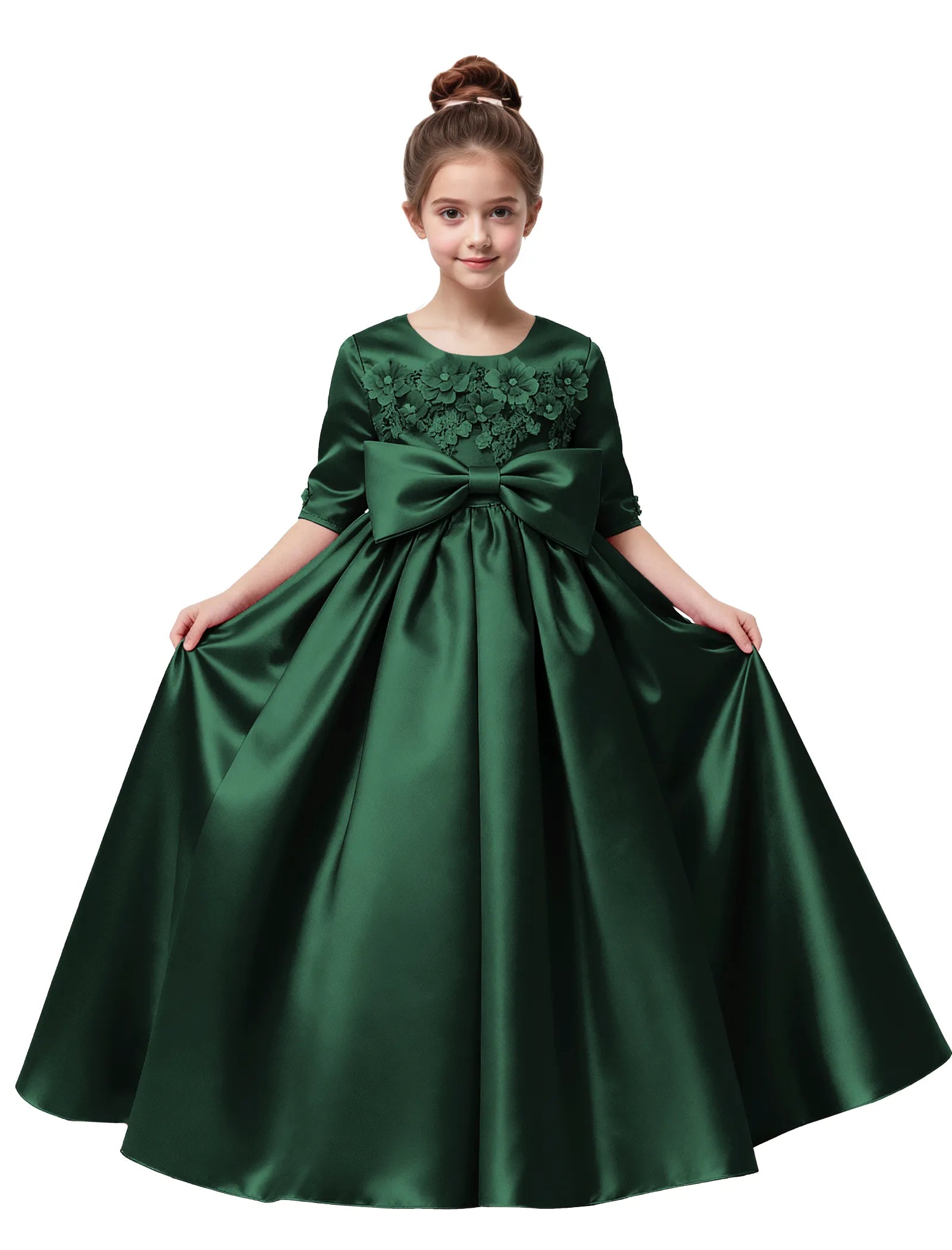 Elegant Pageant Dress for Girls with Pleats and Bow