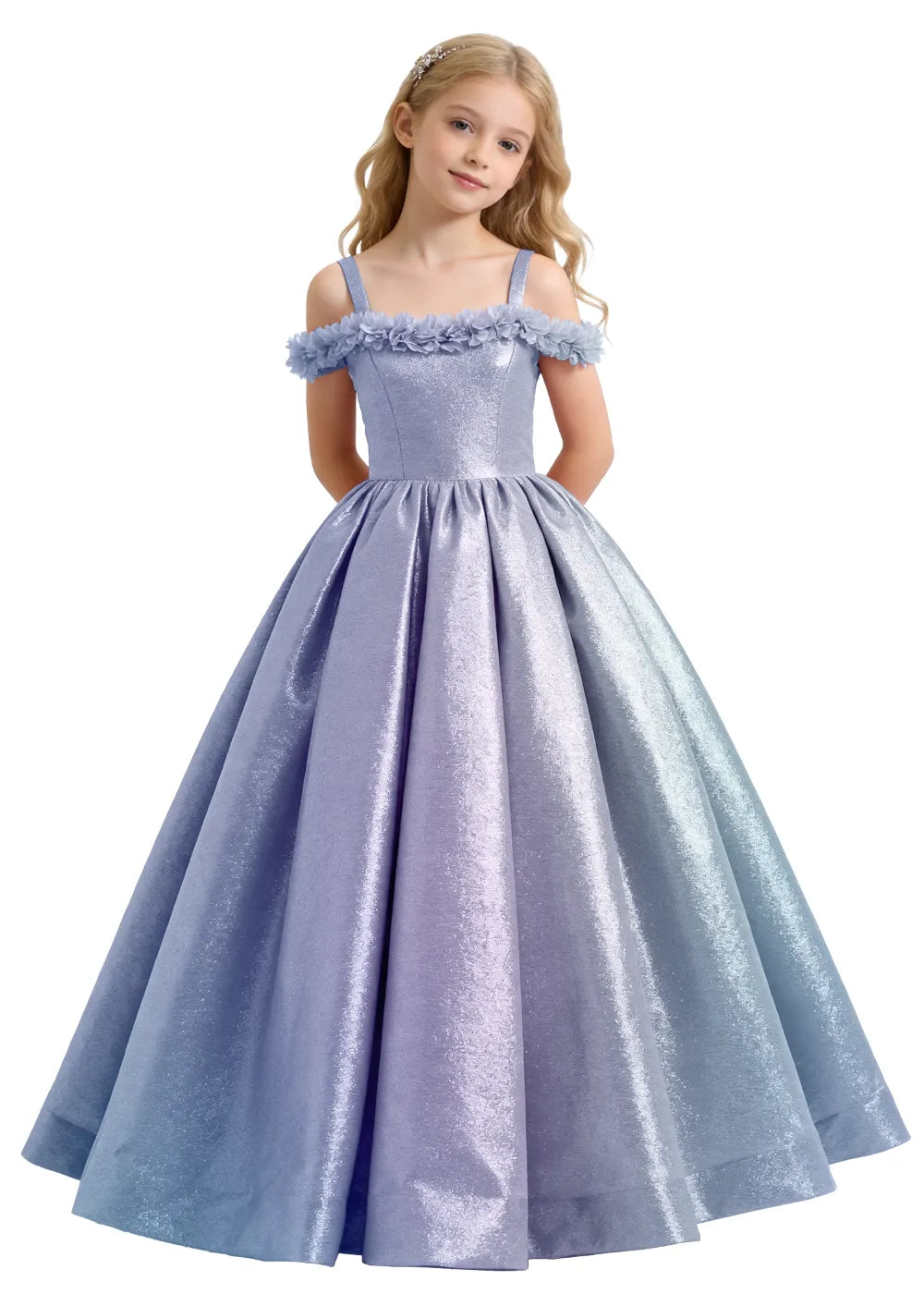 Elegant Off-Shoulder Girls Formal Gown