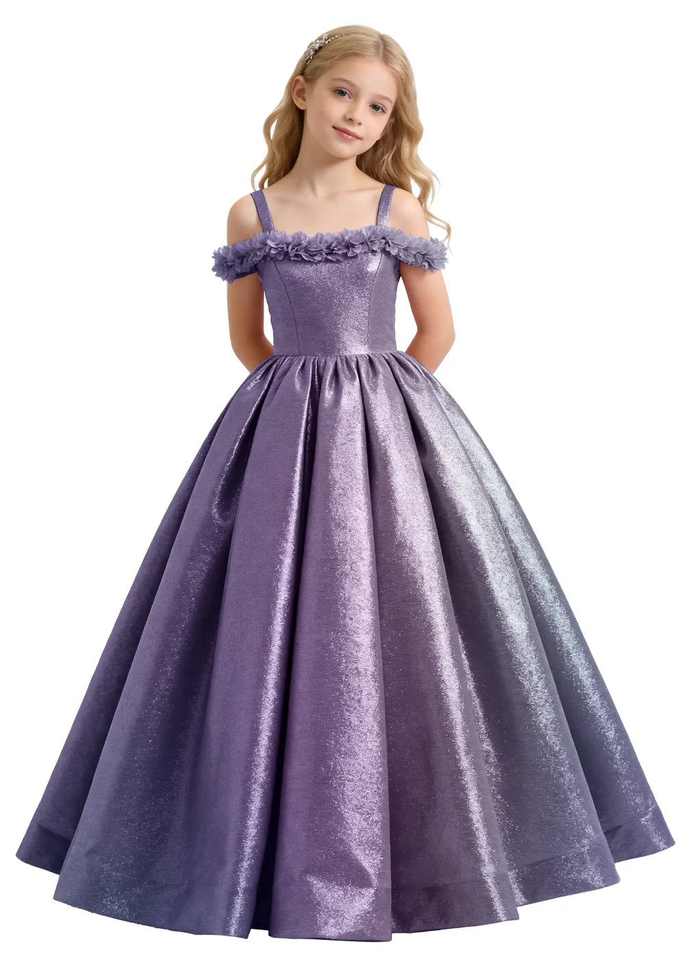 Elegant Off-Shoulder Girls Formal Gown
