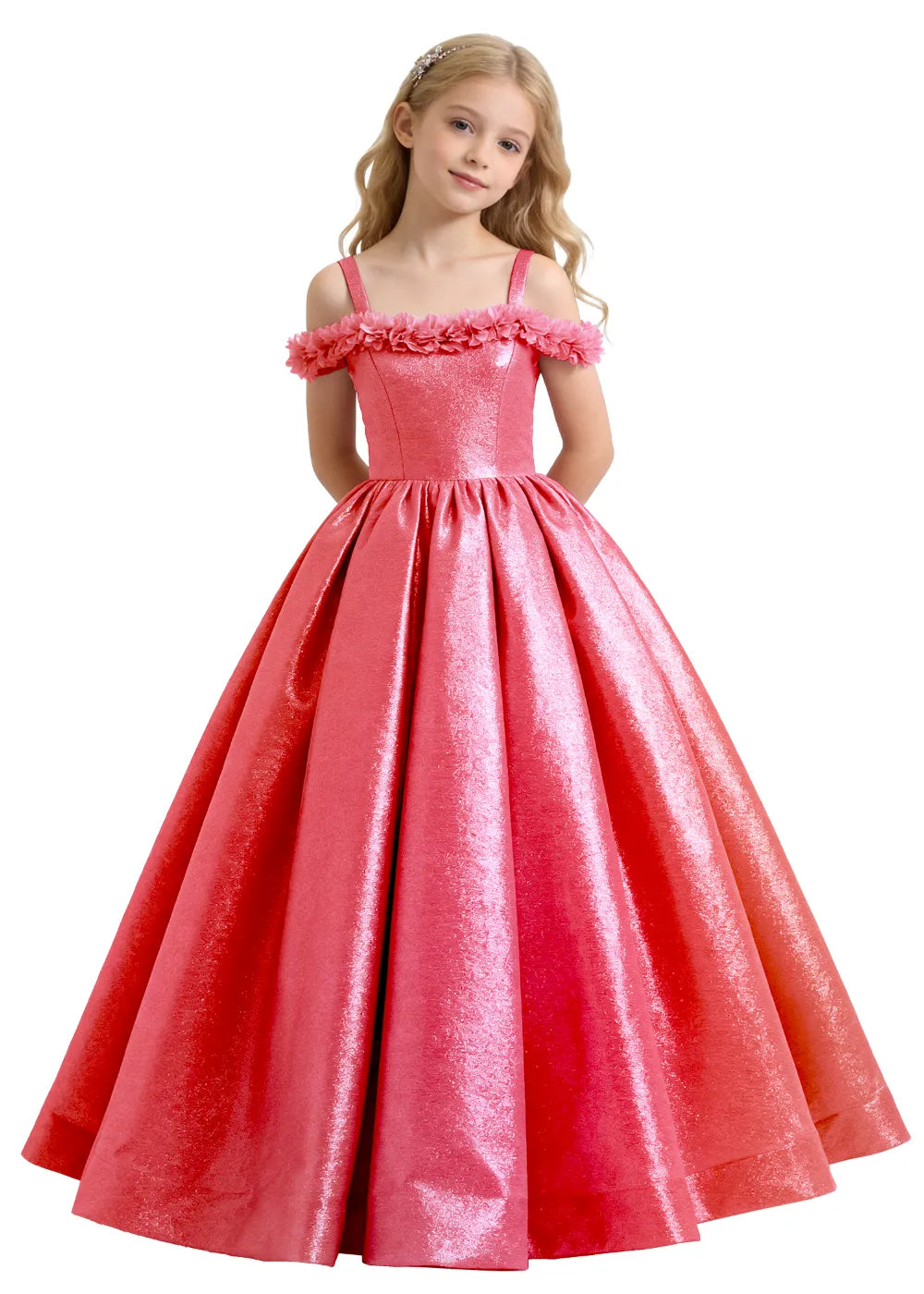 Elegant Off-Shoulder Girls Formal Gown
