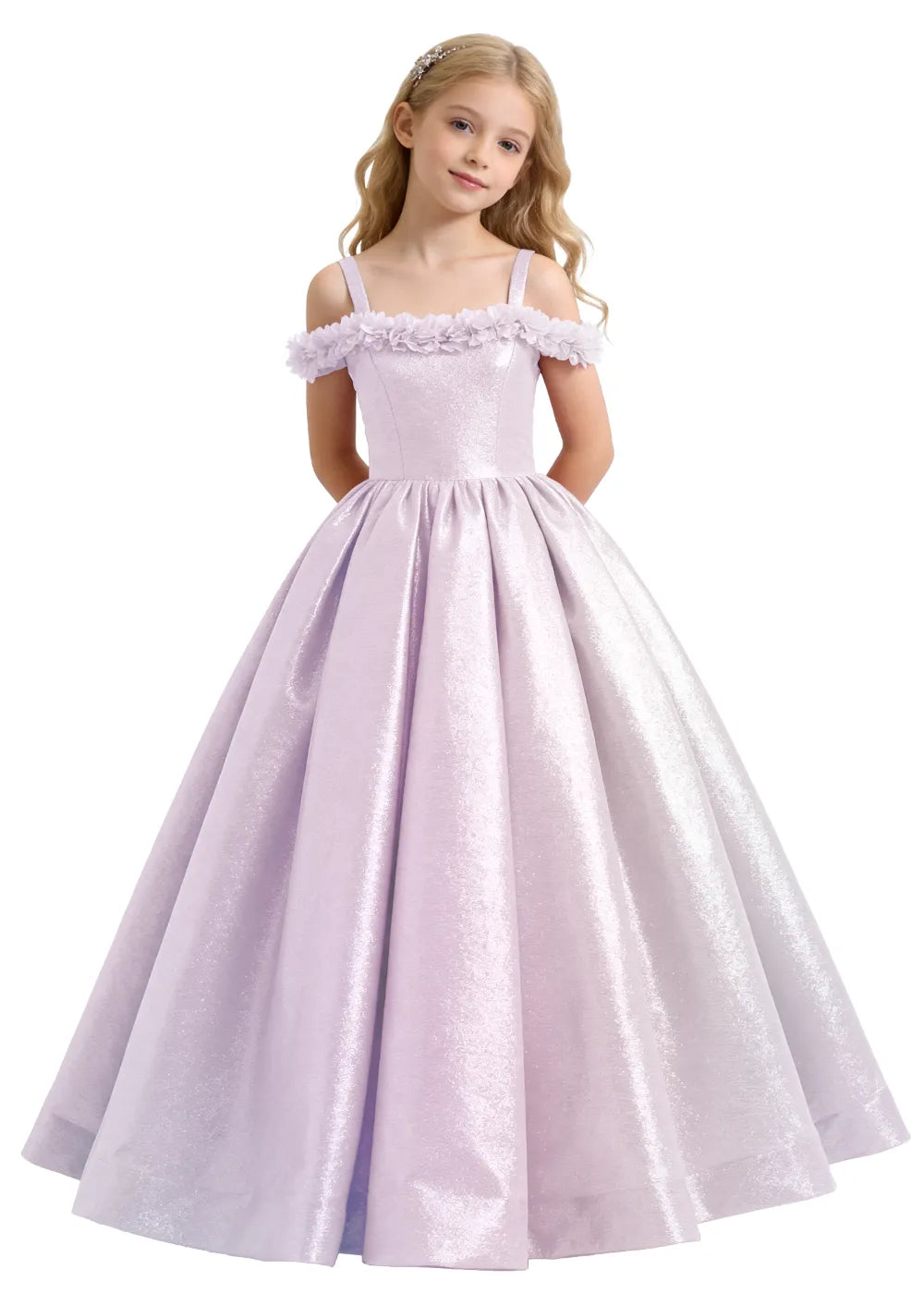 Elegant Off-Shoulder Girls Formal Gown