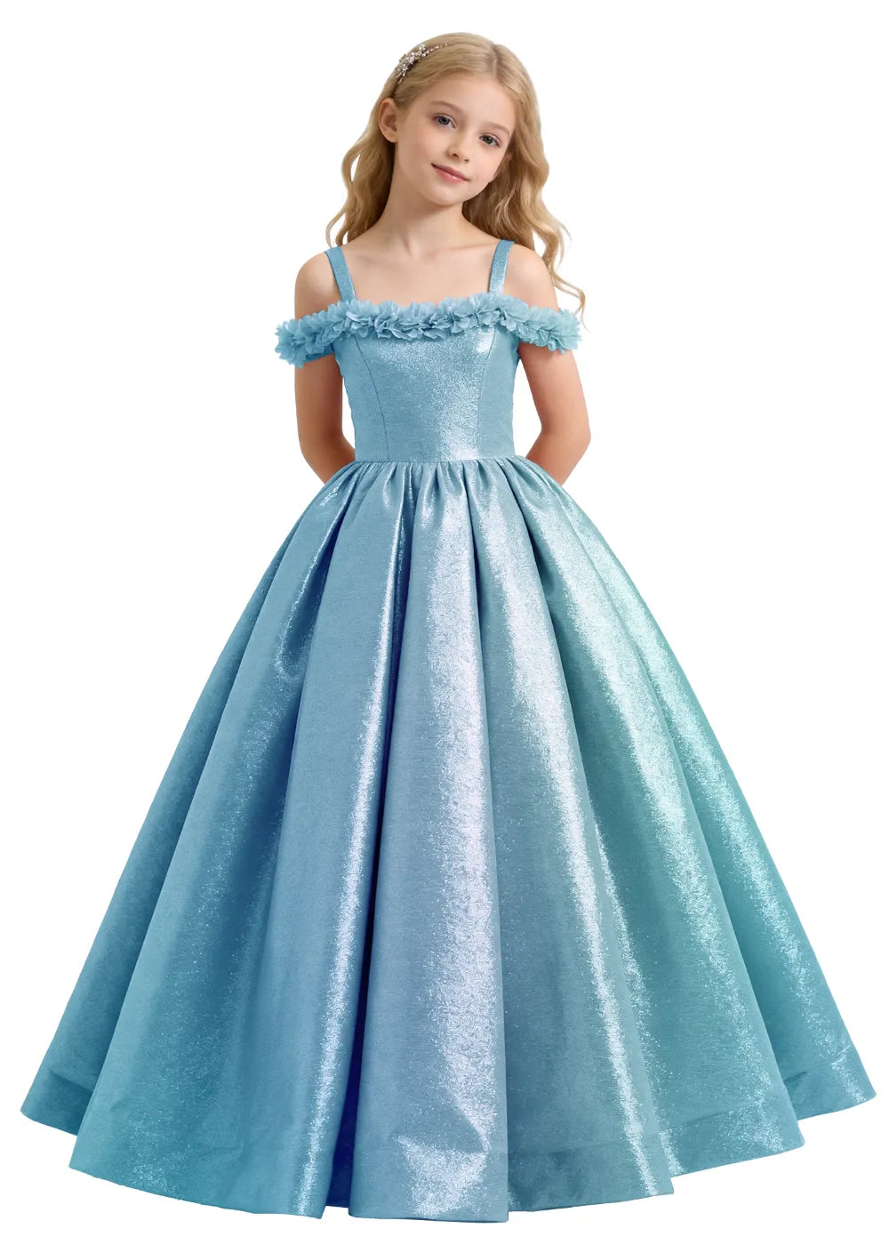 Elegant Off-Shoulder Girls Formal Gown