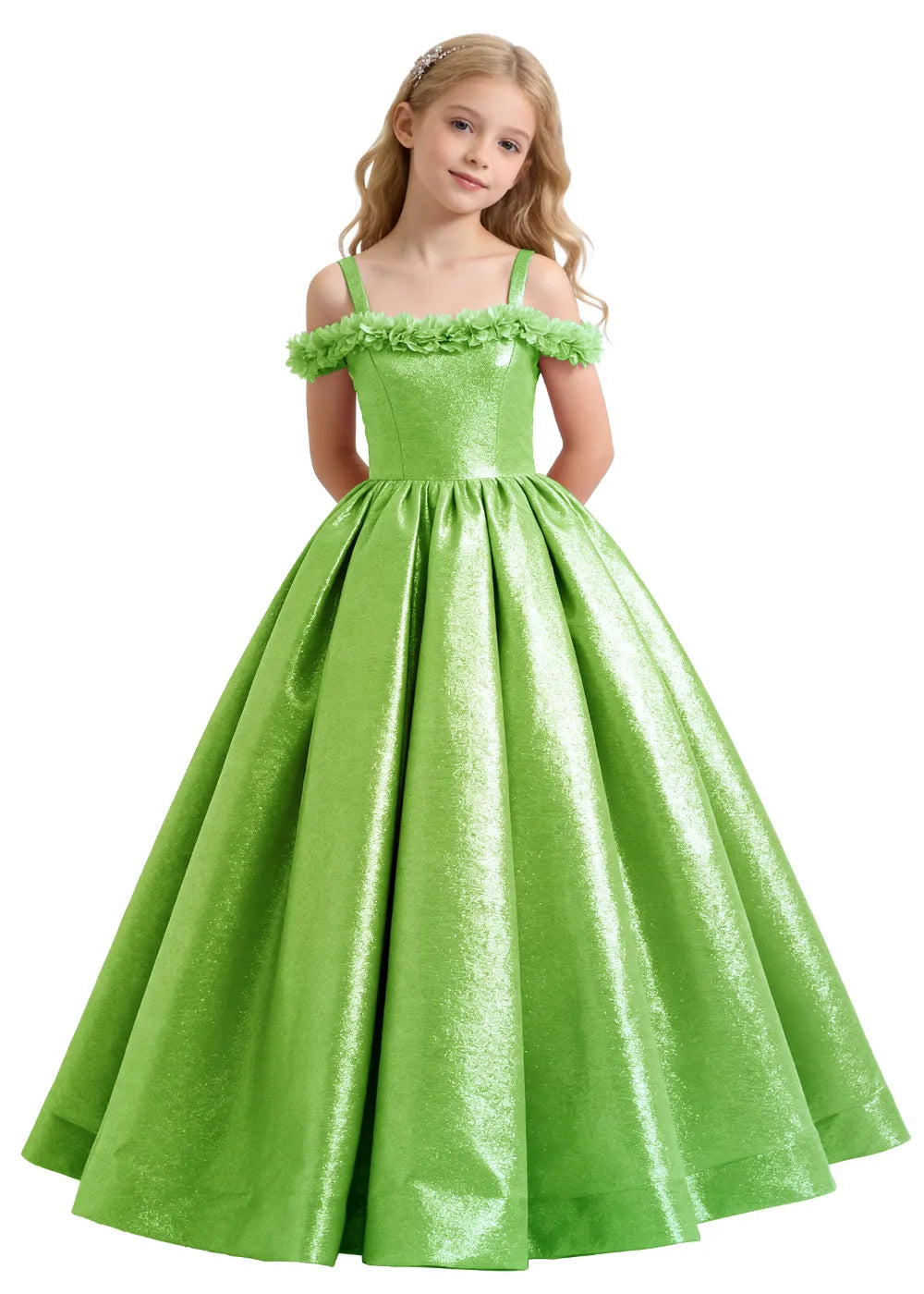 Elegant Off-Shoulder Girls Formal Gown