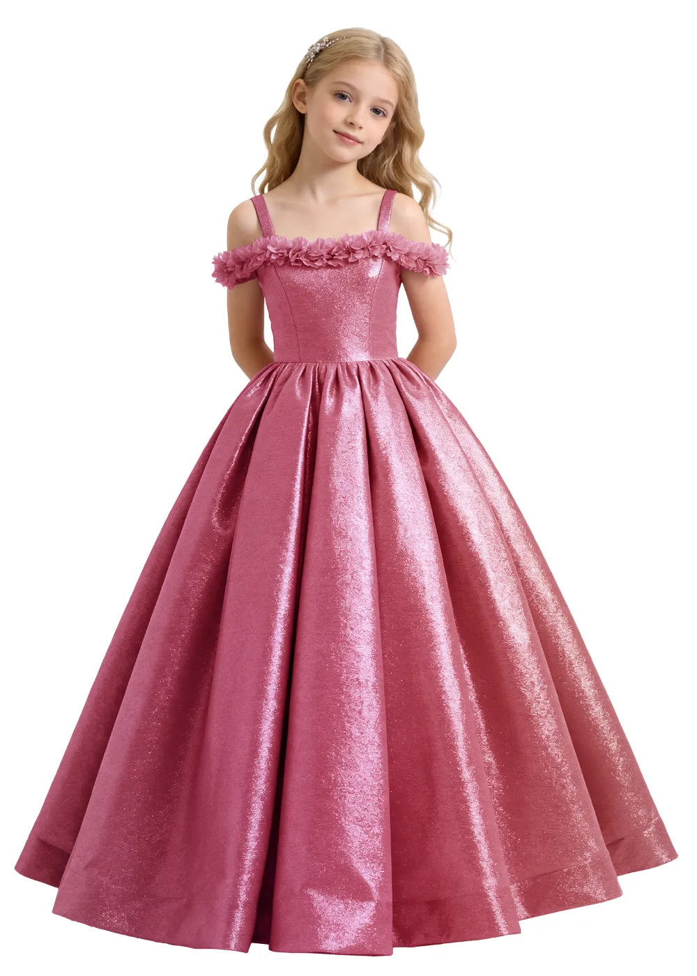 Elegant Off-Shoulder Girls Formal Gown