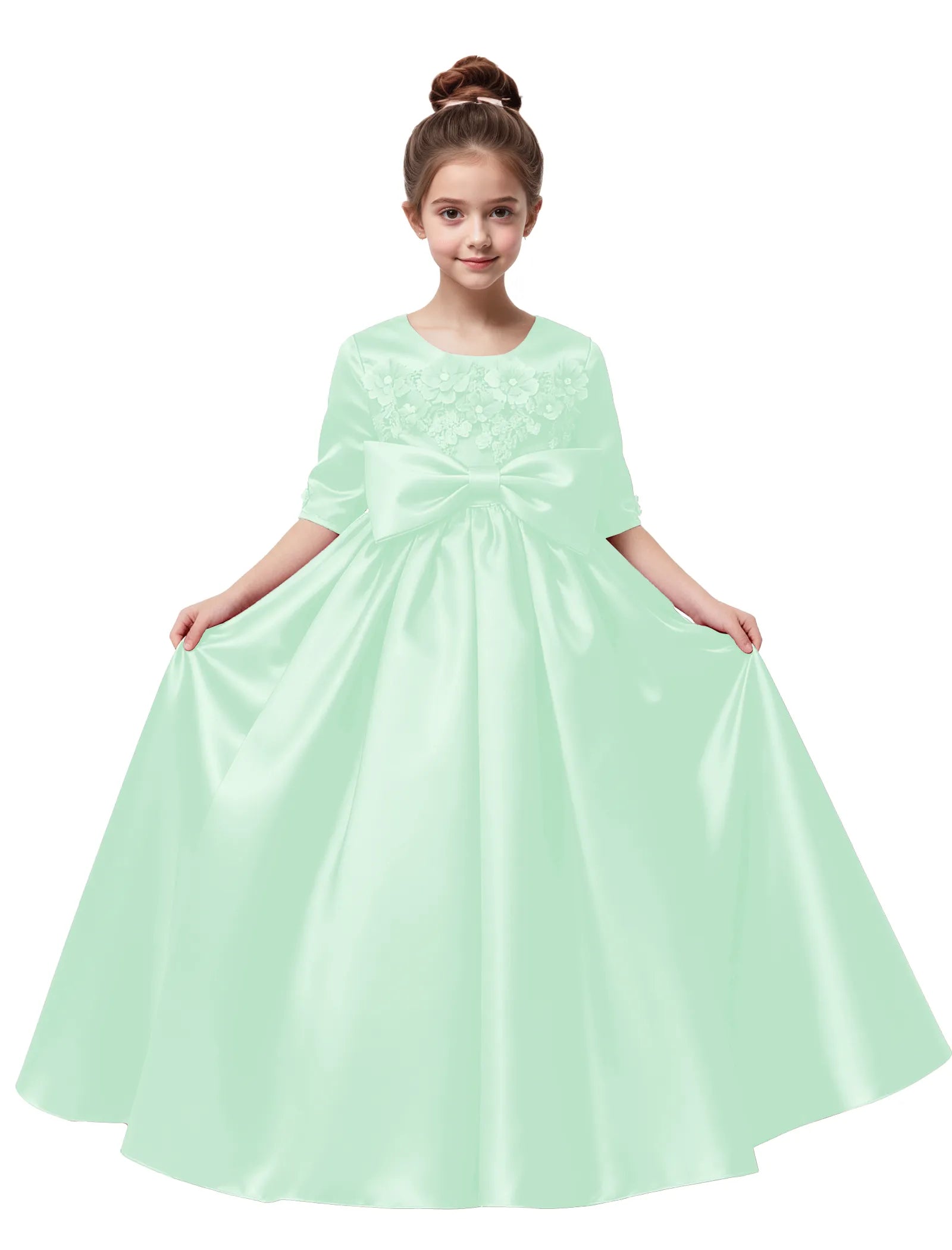 Elegant Pageant Dress for Girls with Pleats and Bow