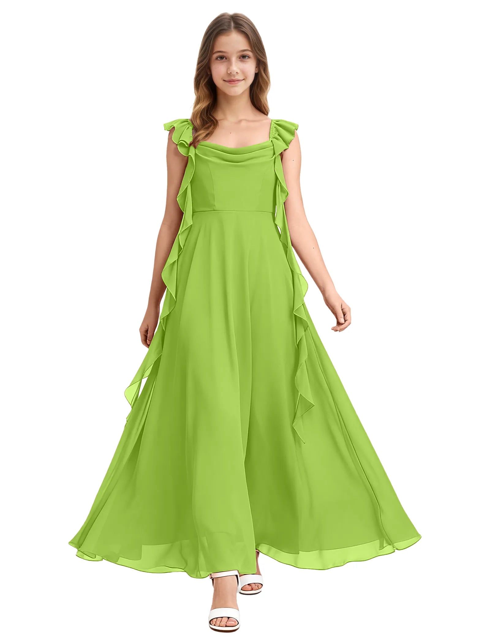Girls Ruffle Strap Chiffon Maxi Dress for Special Occasions