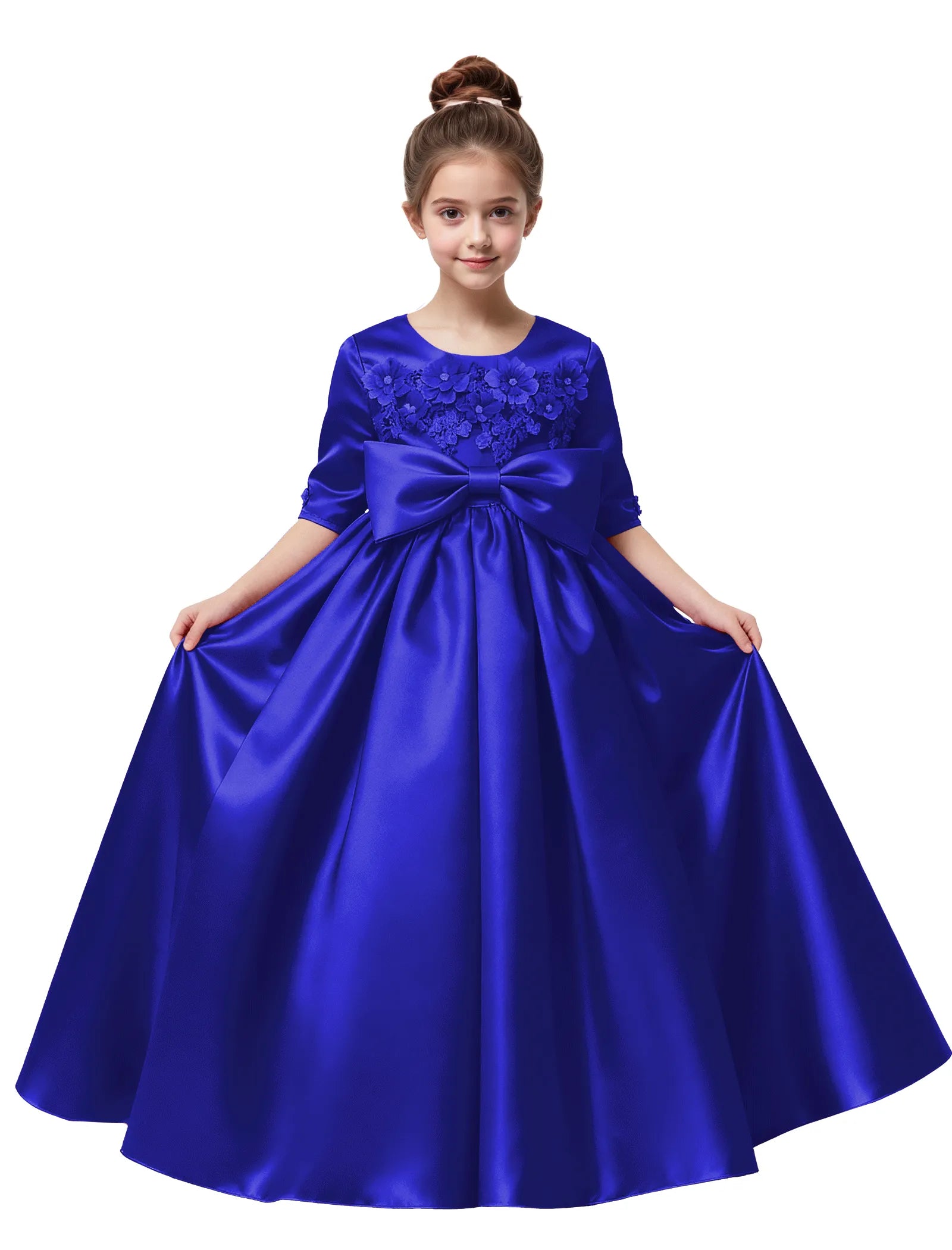 Elegant Pageant Dress for Girls with Pleats and Bow