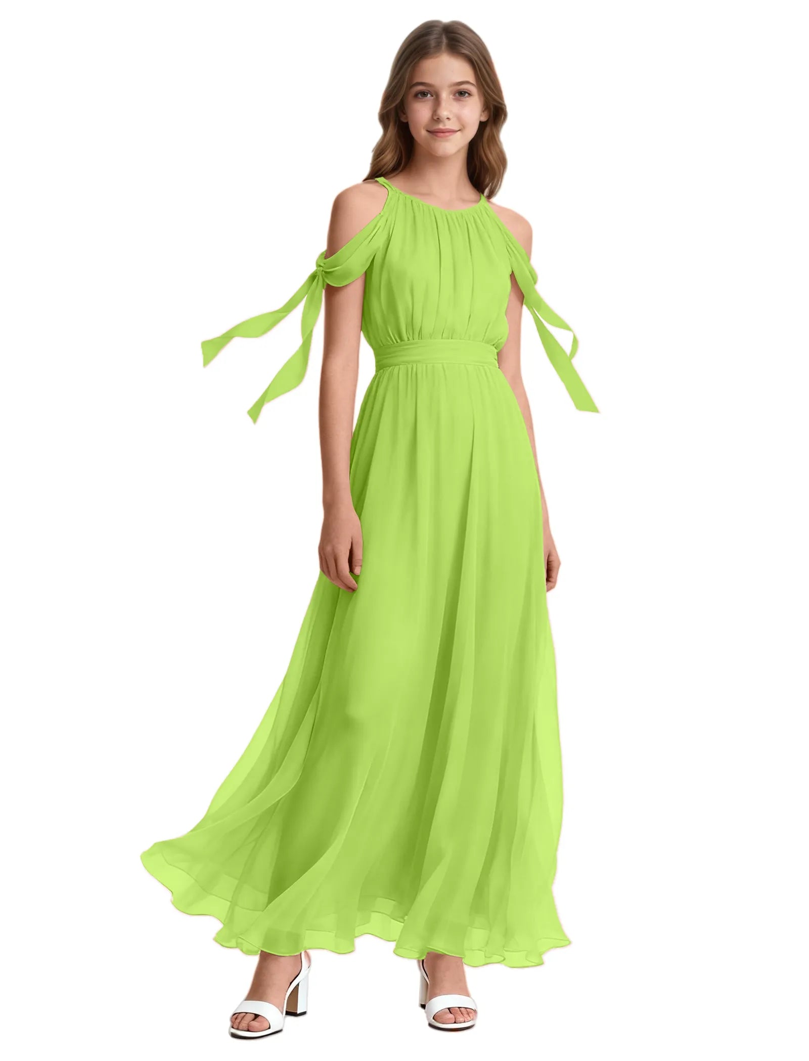 Girls Sleeveless Pageant Gown with Floaty Hem