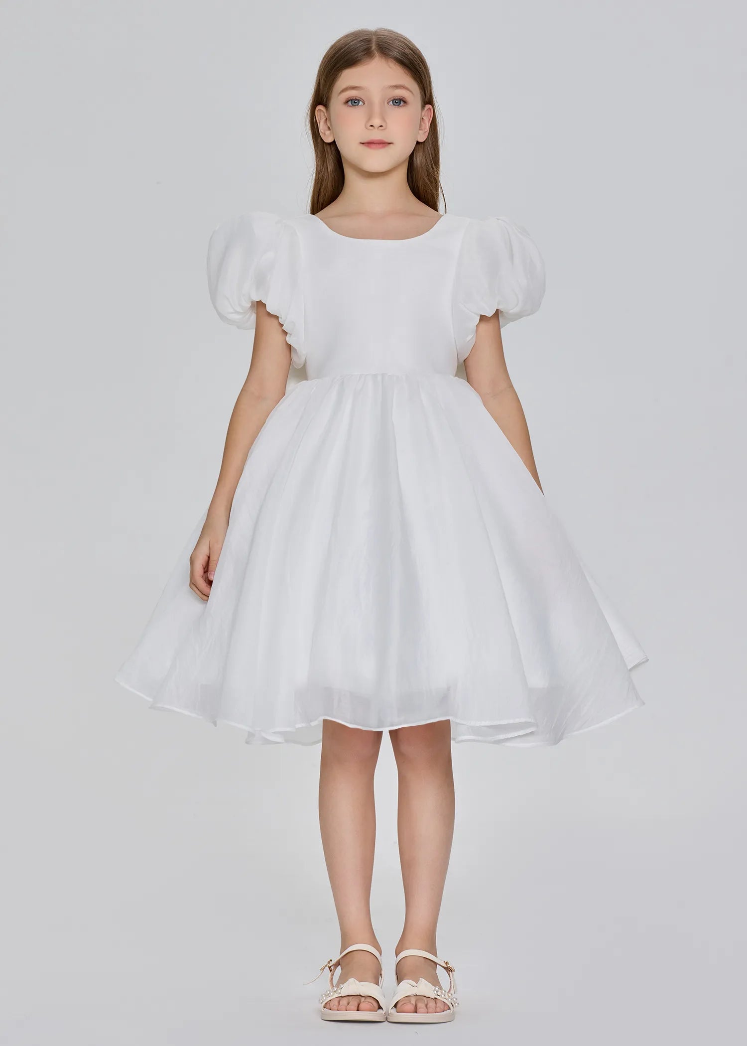 Puff Sleeve Princess Flower Girl Dress
