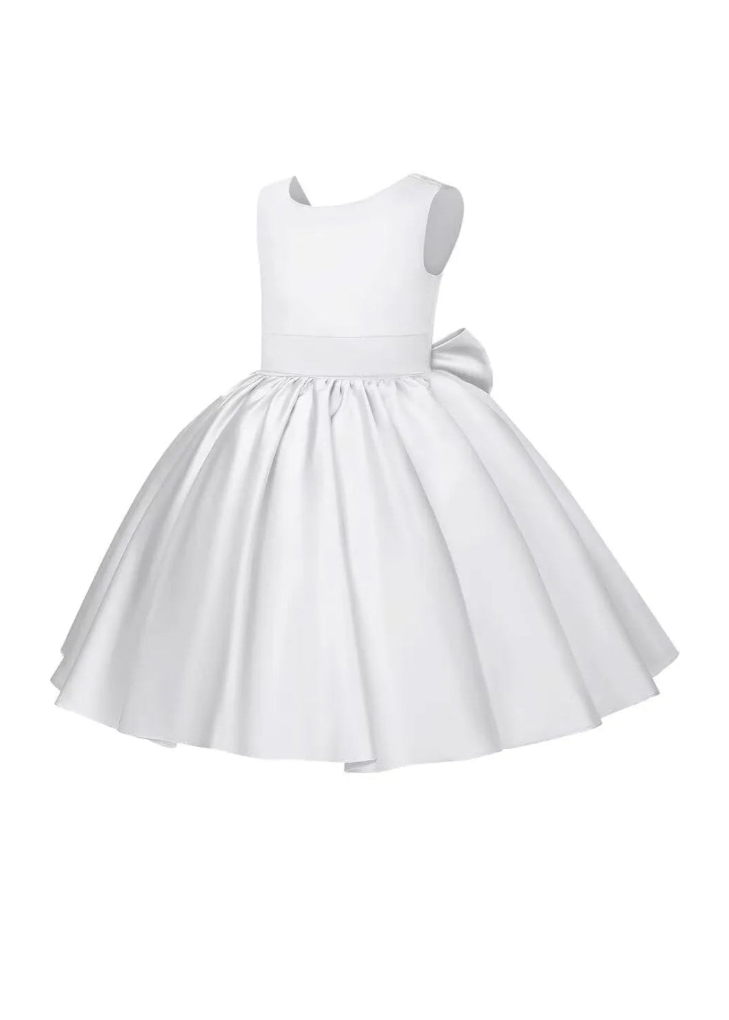 Pretty Bow V back Satin Flower Girl Dress -[Black&White]