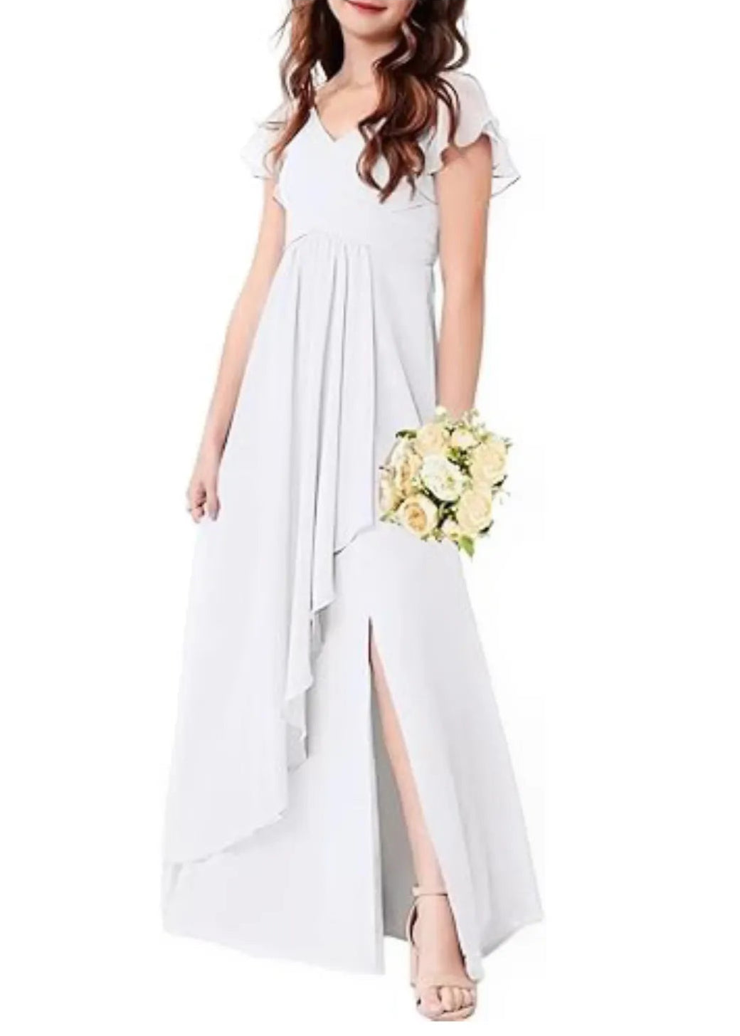 Flutter Sleeve Chiffon Maxi Dress