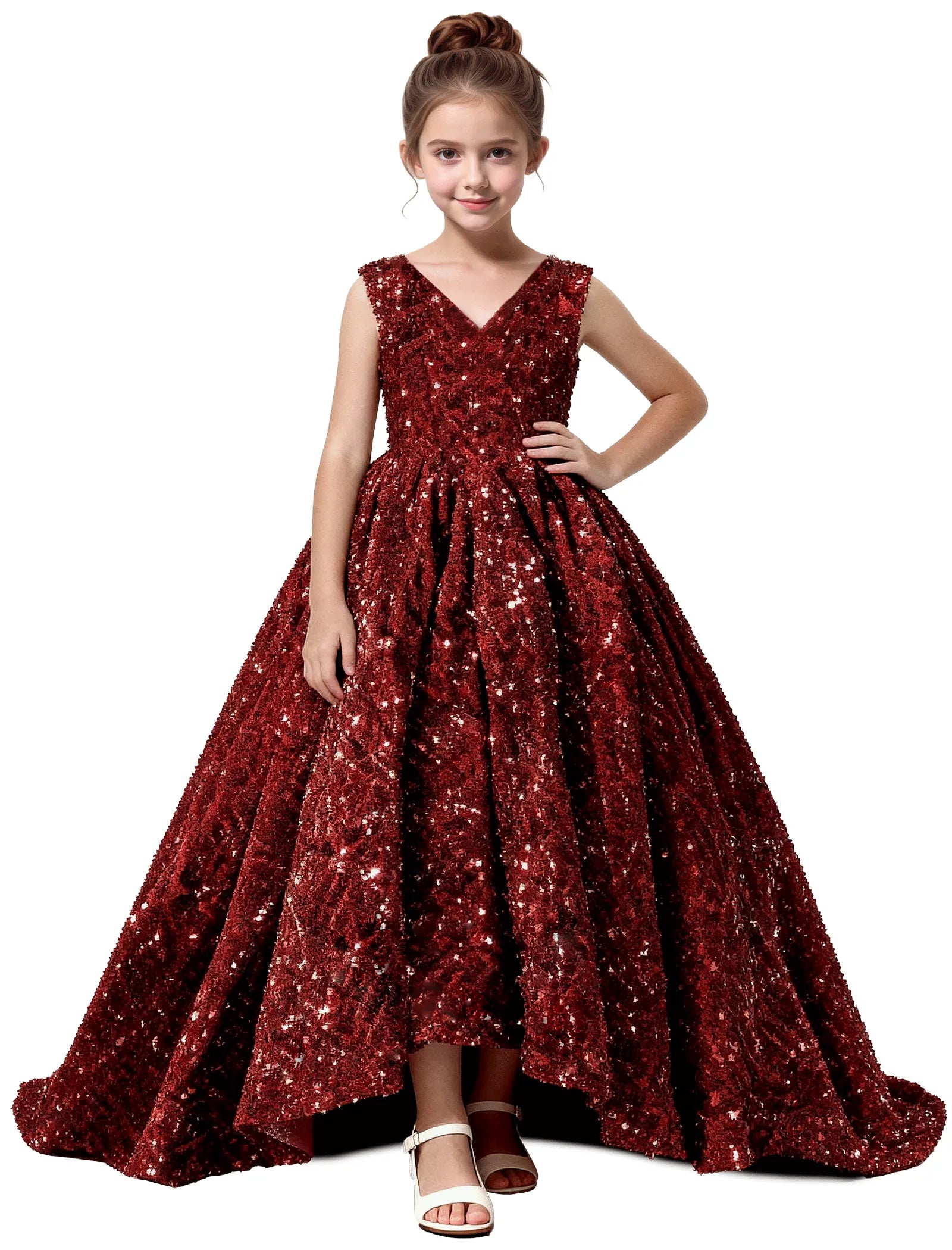 Velvet Sequin Ball Gown Dress