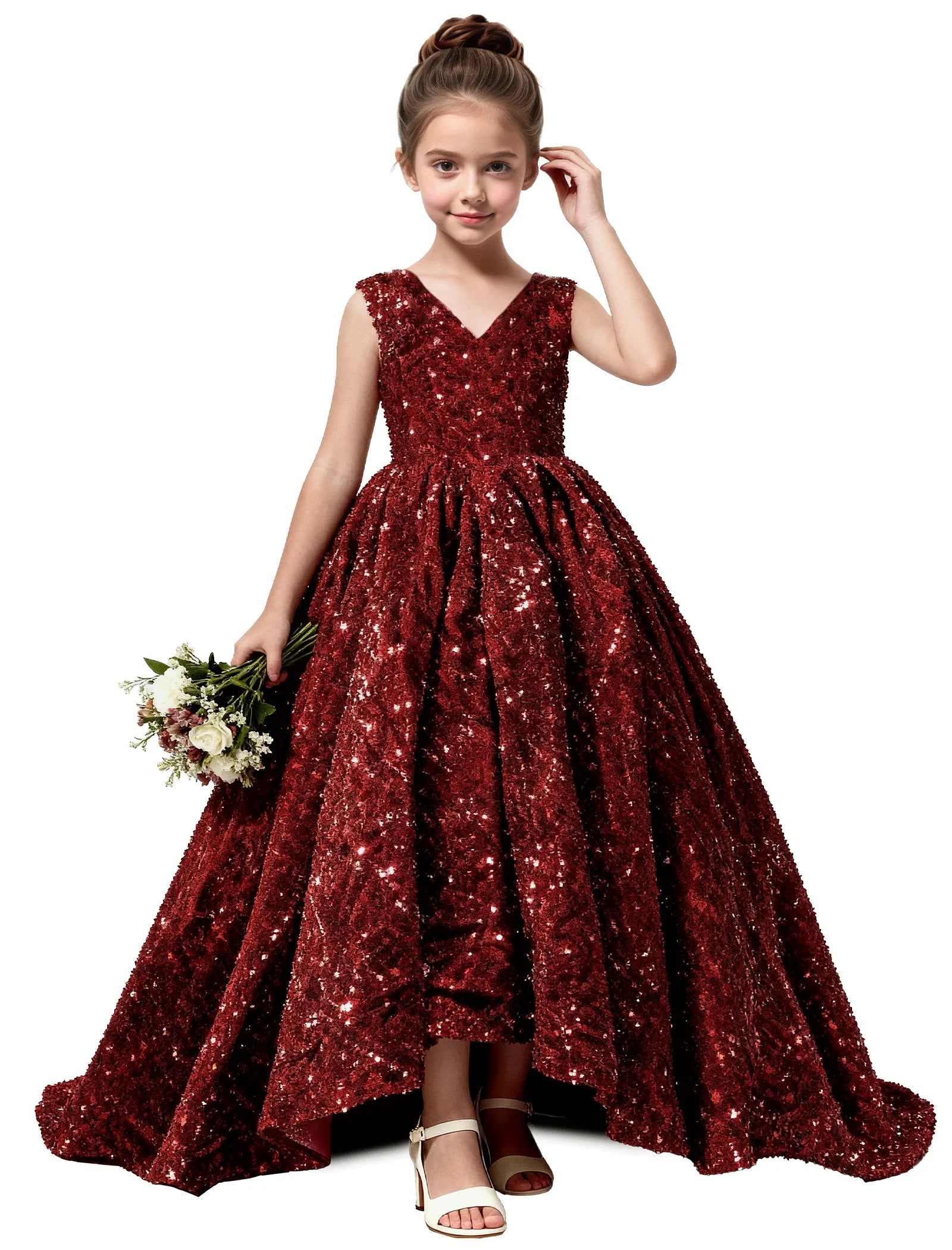 Velvet Sequin Ball Gown Dress