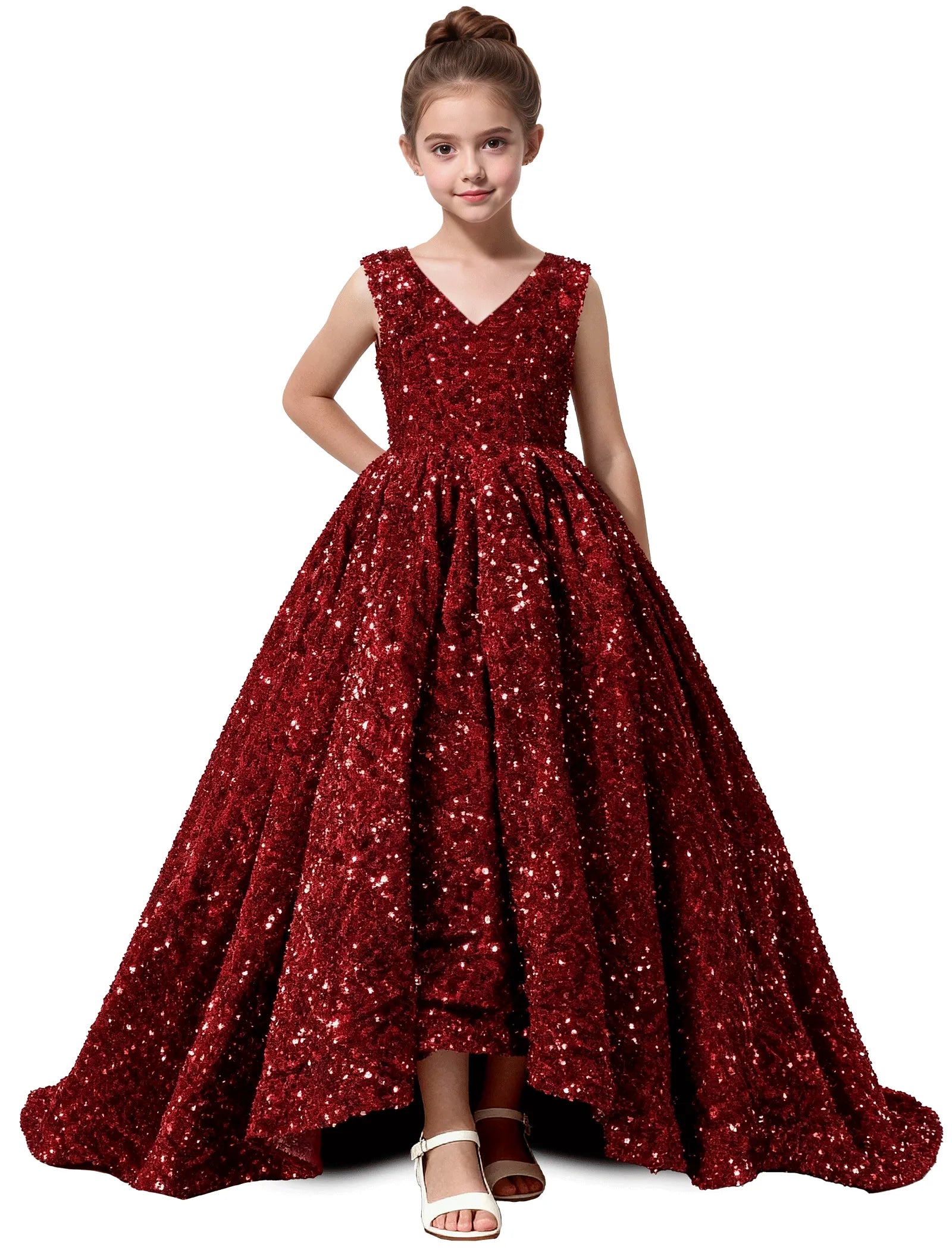 Velvet Sequin Ball Gown Dress