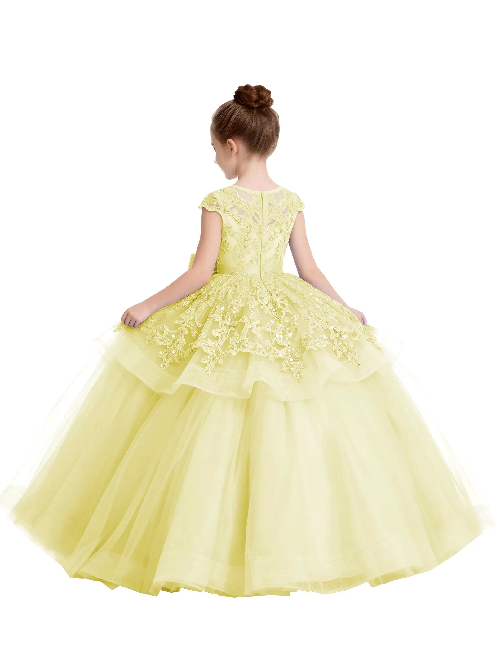 Lace Tulle Flower Girl Dress with Big Bow