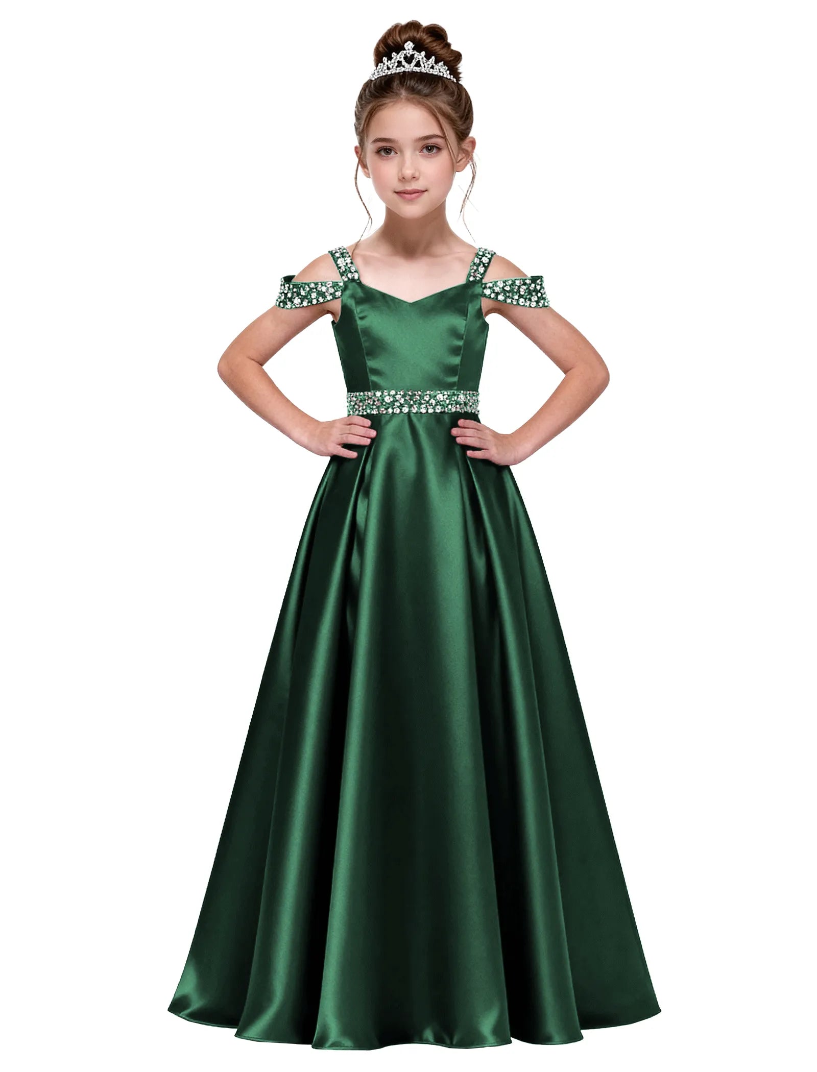 Pearl Blossom Satin Junior Gown