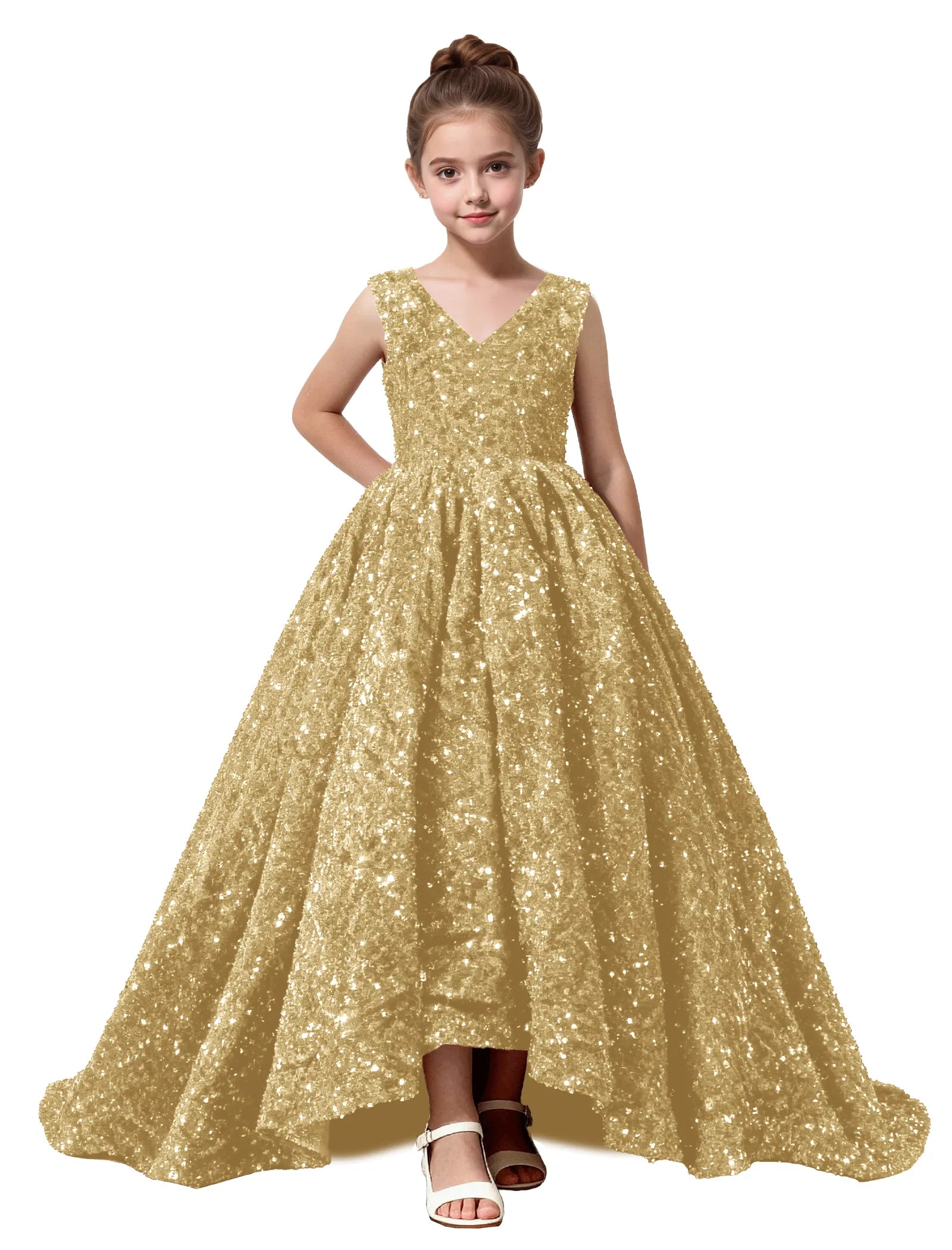 Velvet Sequin Ball Gown Dress