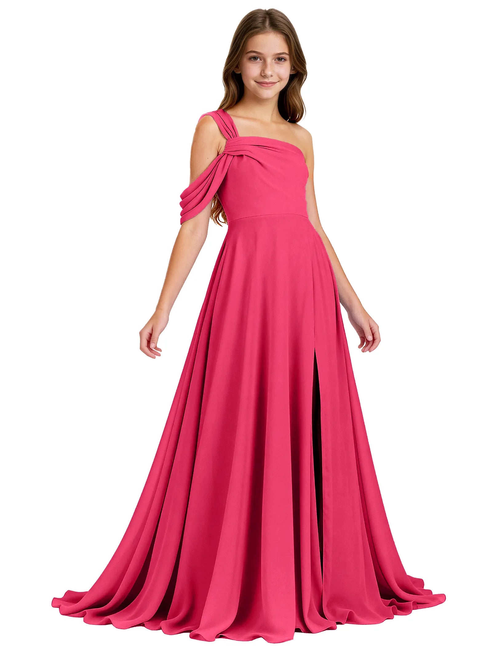 Elegant One-Shoulder Junior Bridesmaid Dress