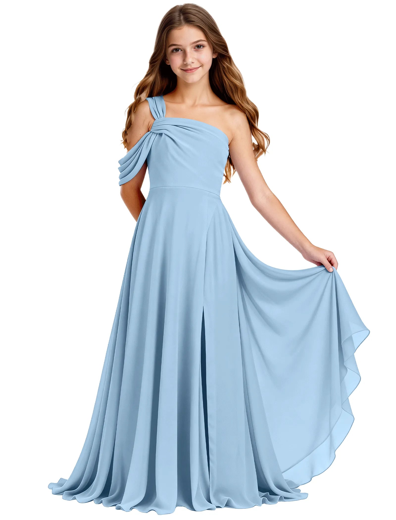Elegant One-Shoulder Junior Bridesmaid Dress