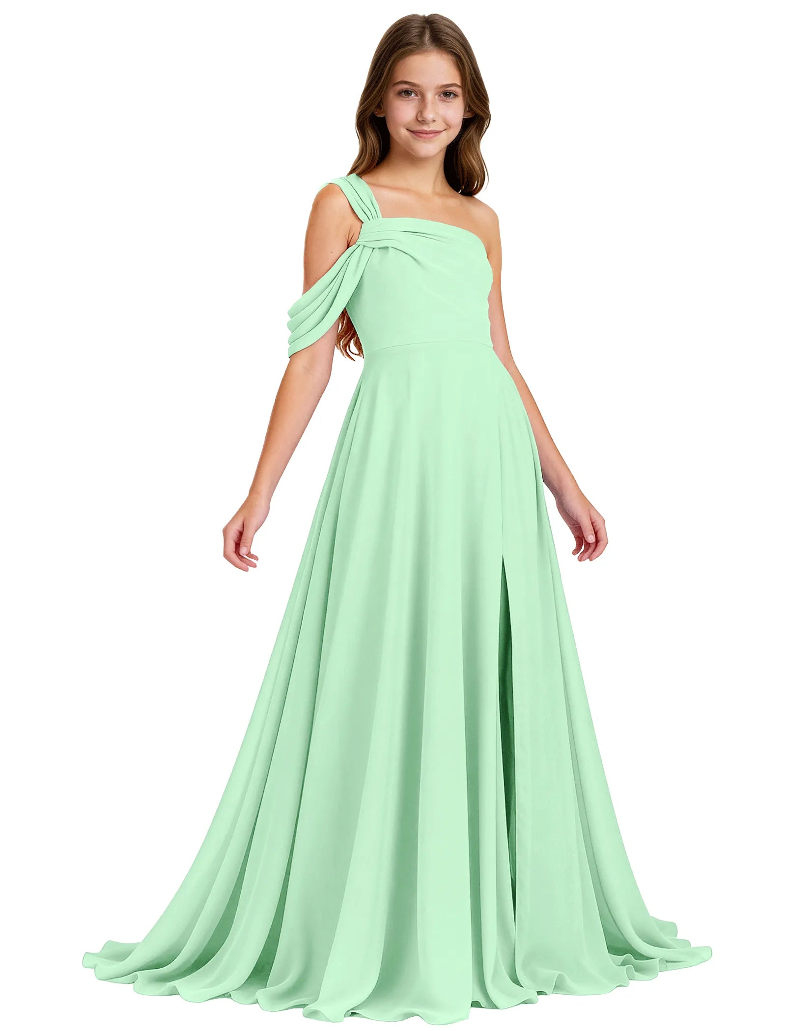 Elegant One-Shoulder Junior Bridesmaid Dress