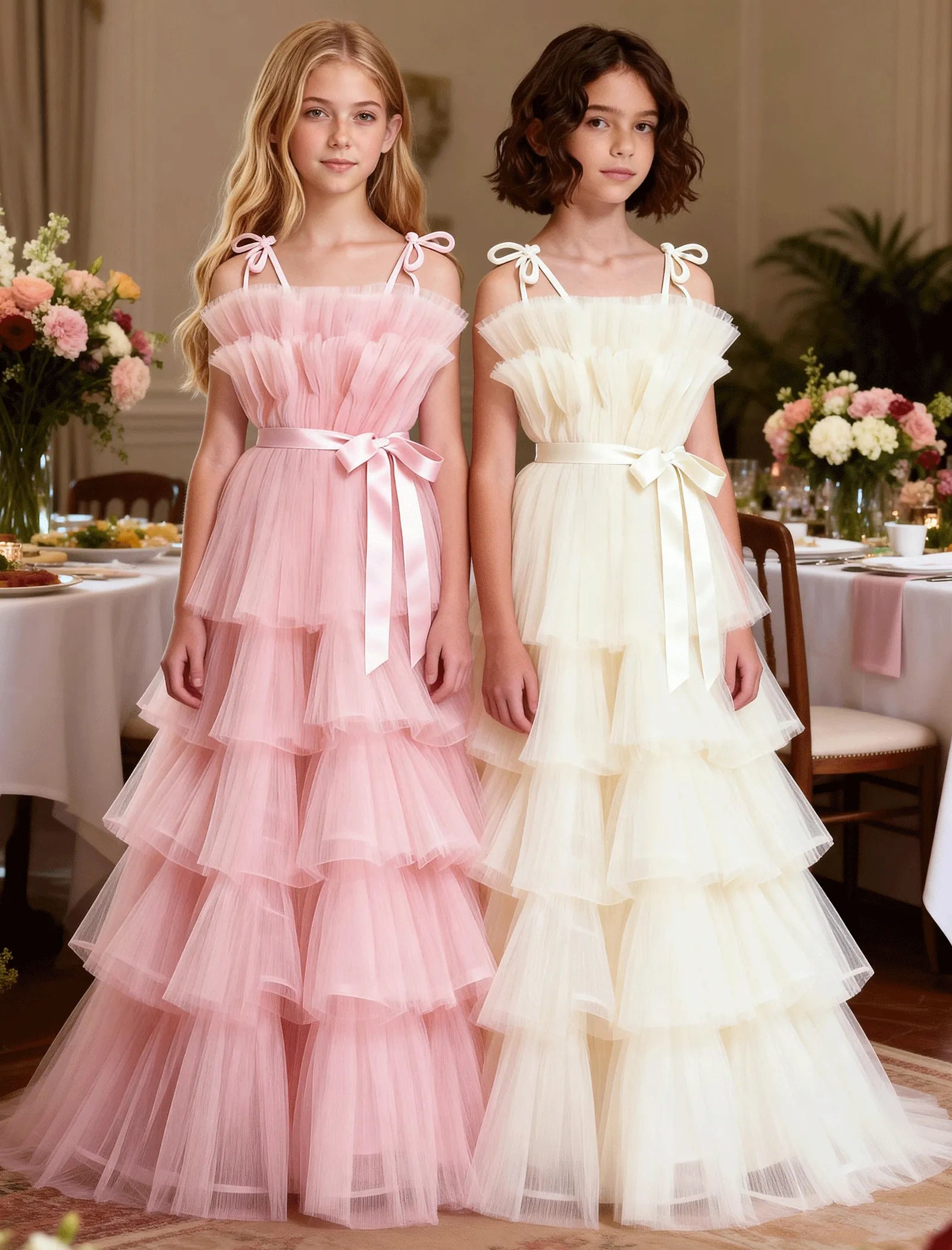 Vestido de princesa sin mangas de encaje