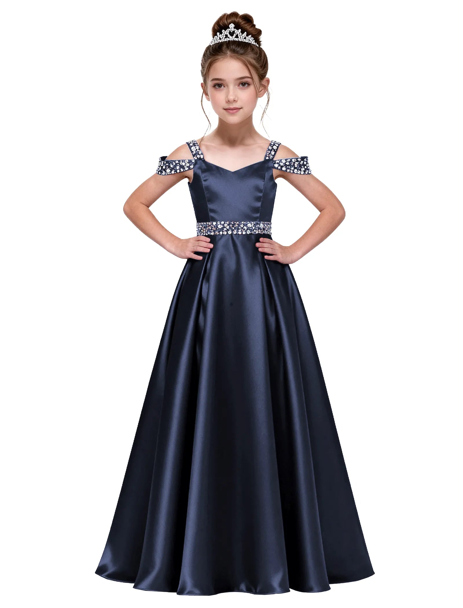 Pearl Blossom Satin Junior Gown