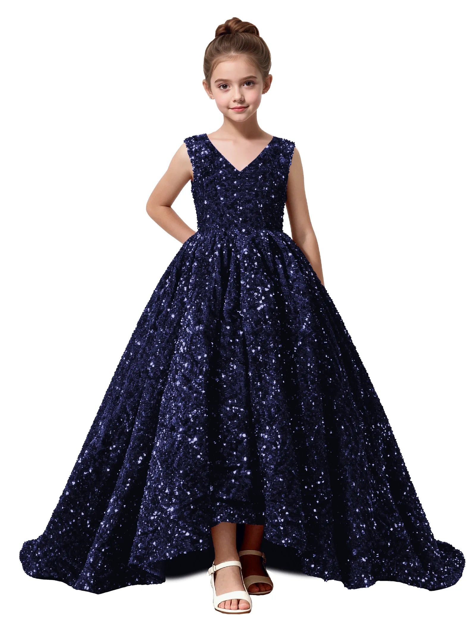 Velvet Sequin Ball Gown Dress