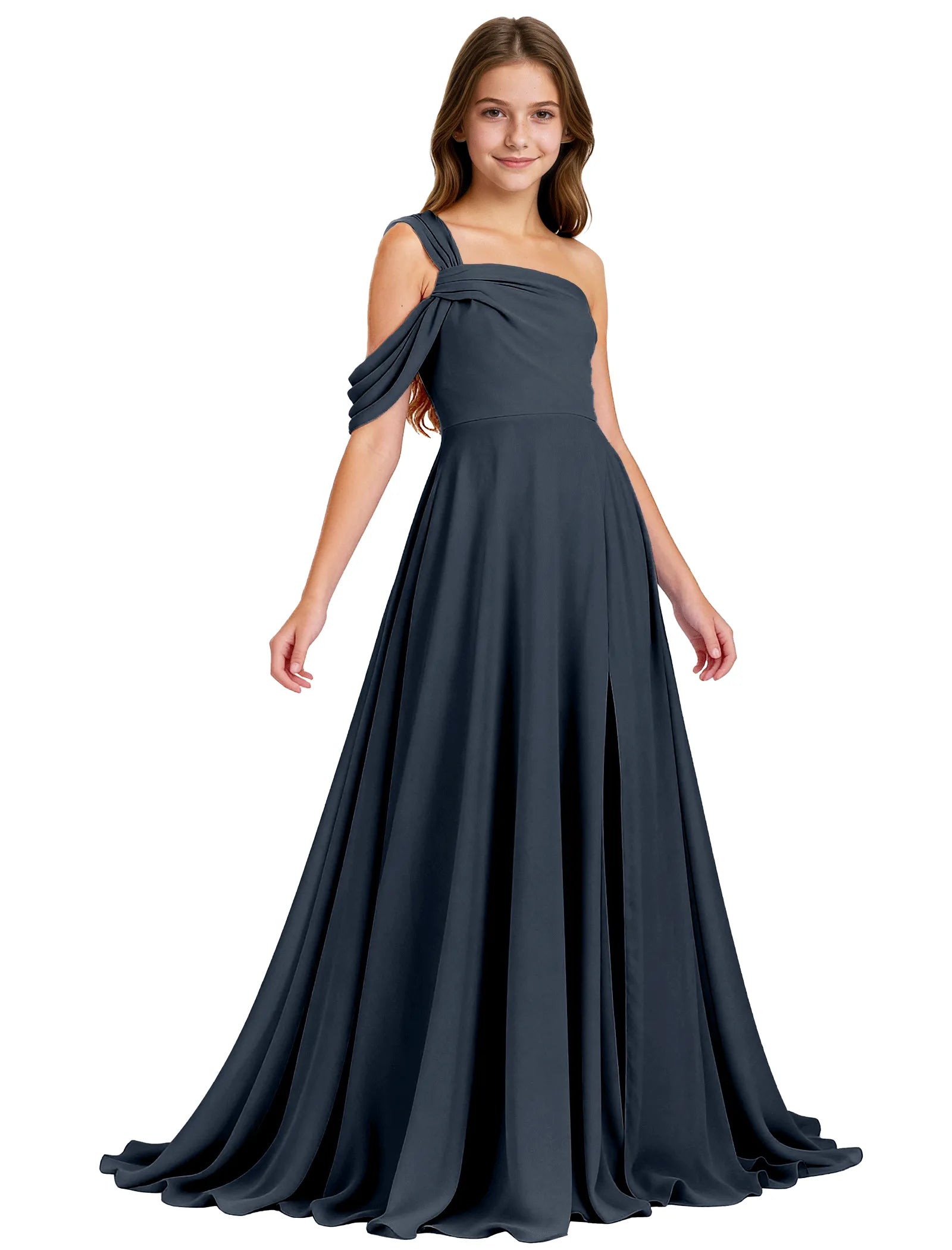 Elegant One-Shoulder Junior Bridesmaid Dress