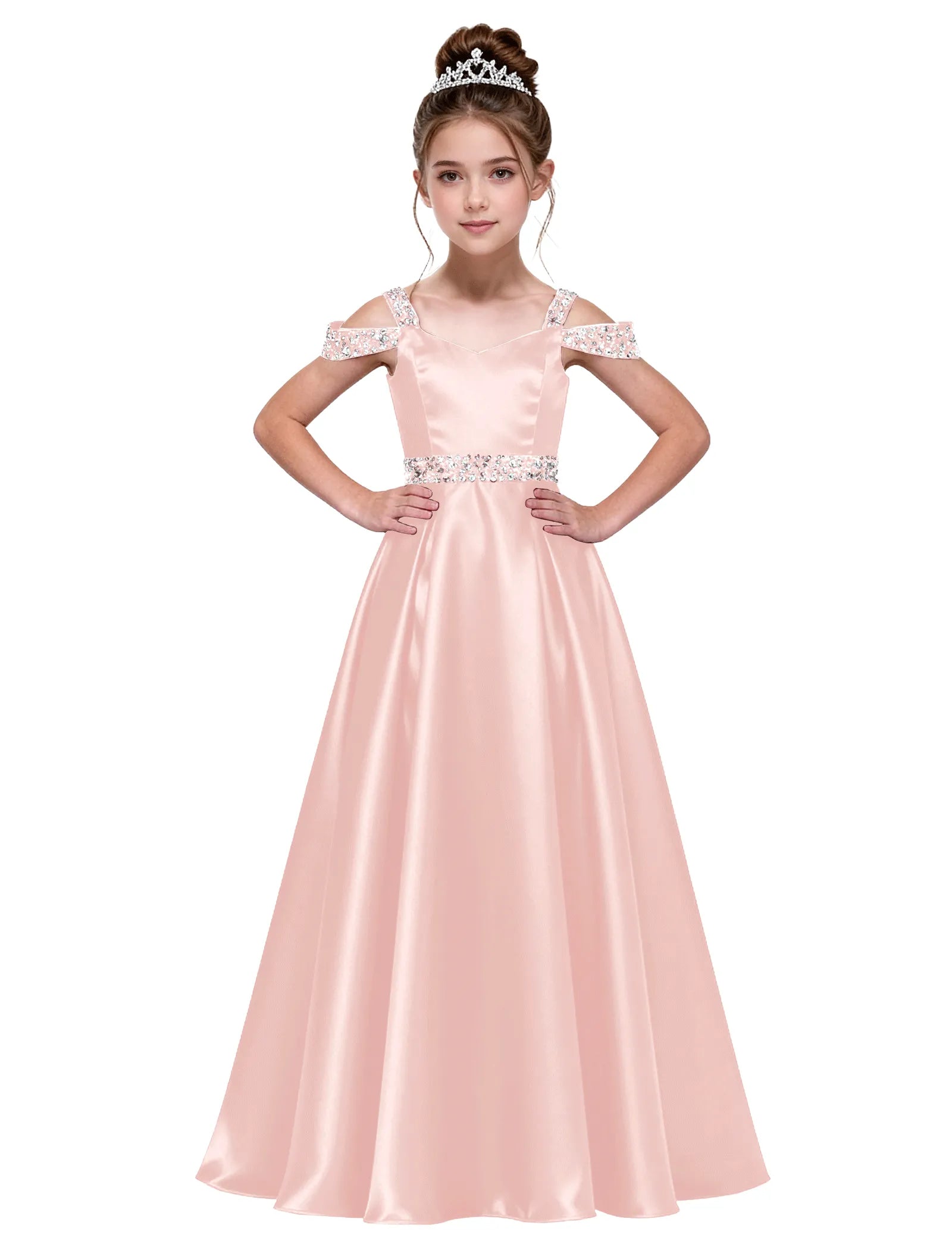 Pearl Blossom Satin Junior Gown
