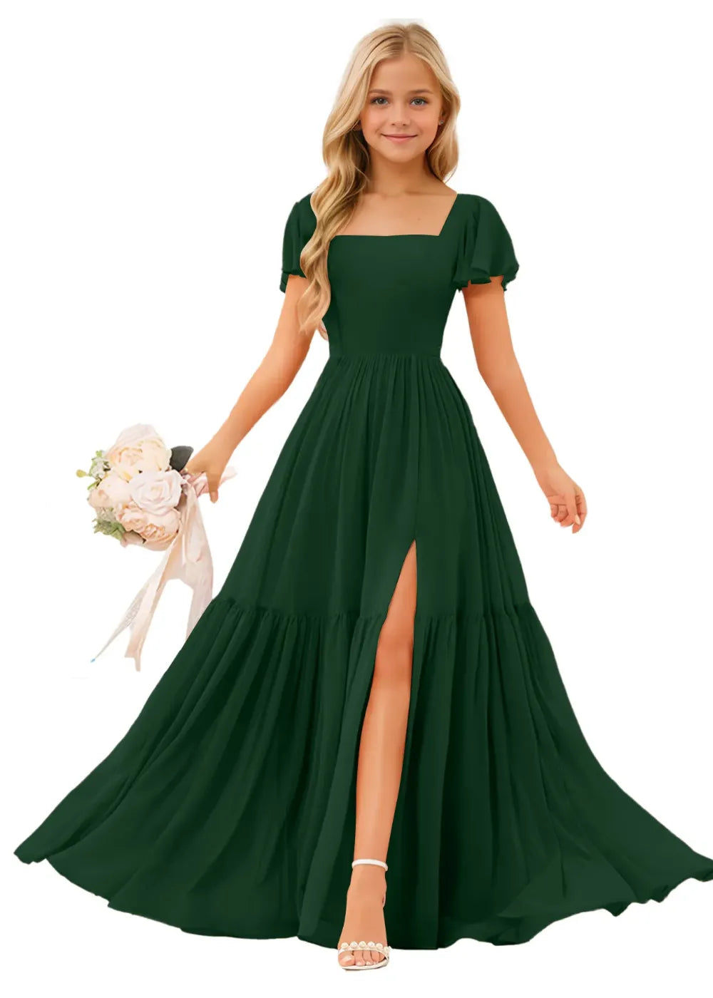 Short Sleeve Chiffon Maxi Dress for Flower Girls