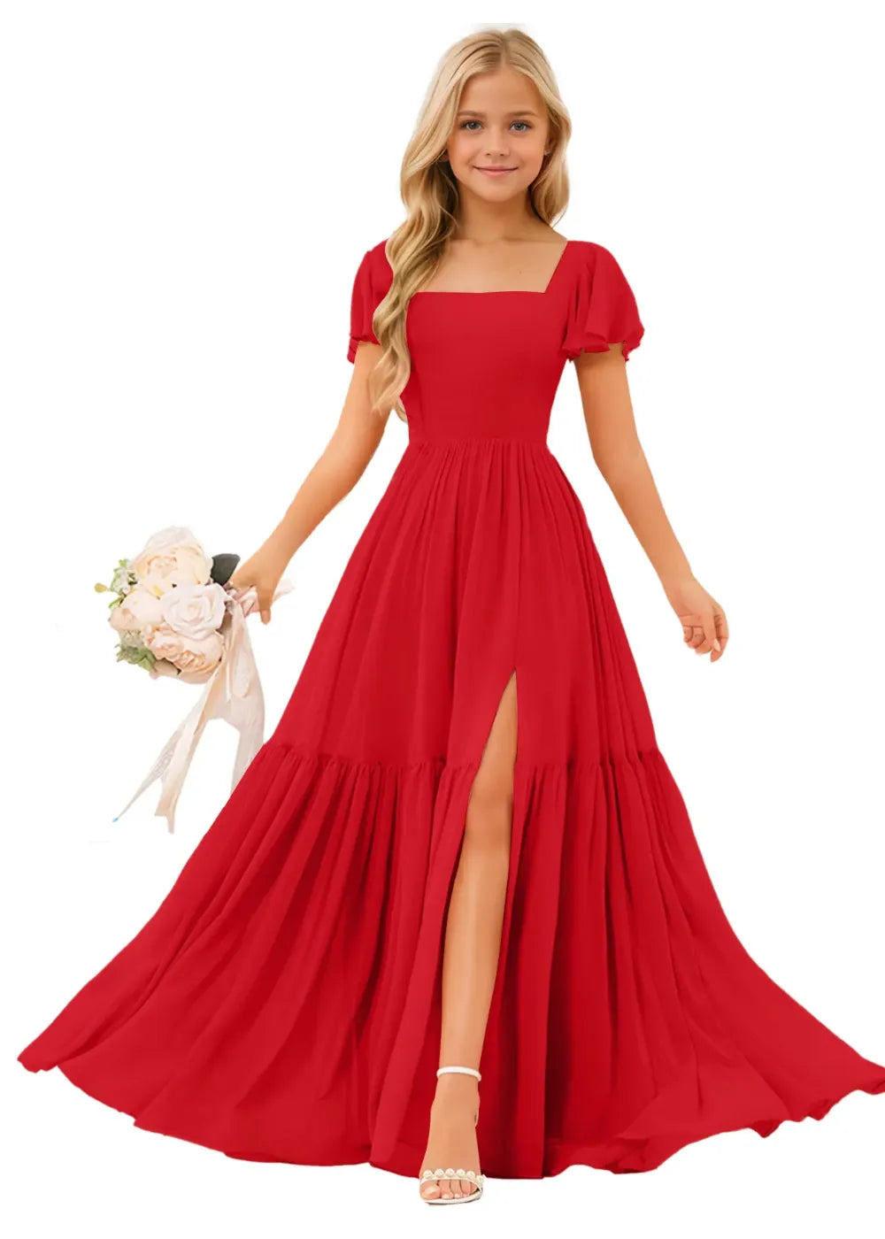 Short Sleeve Chiffon Maxi Dress for Flower Girls