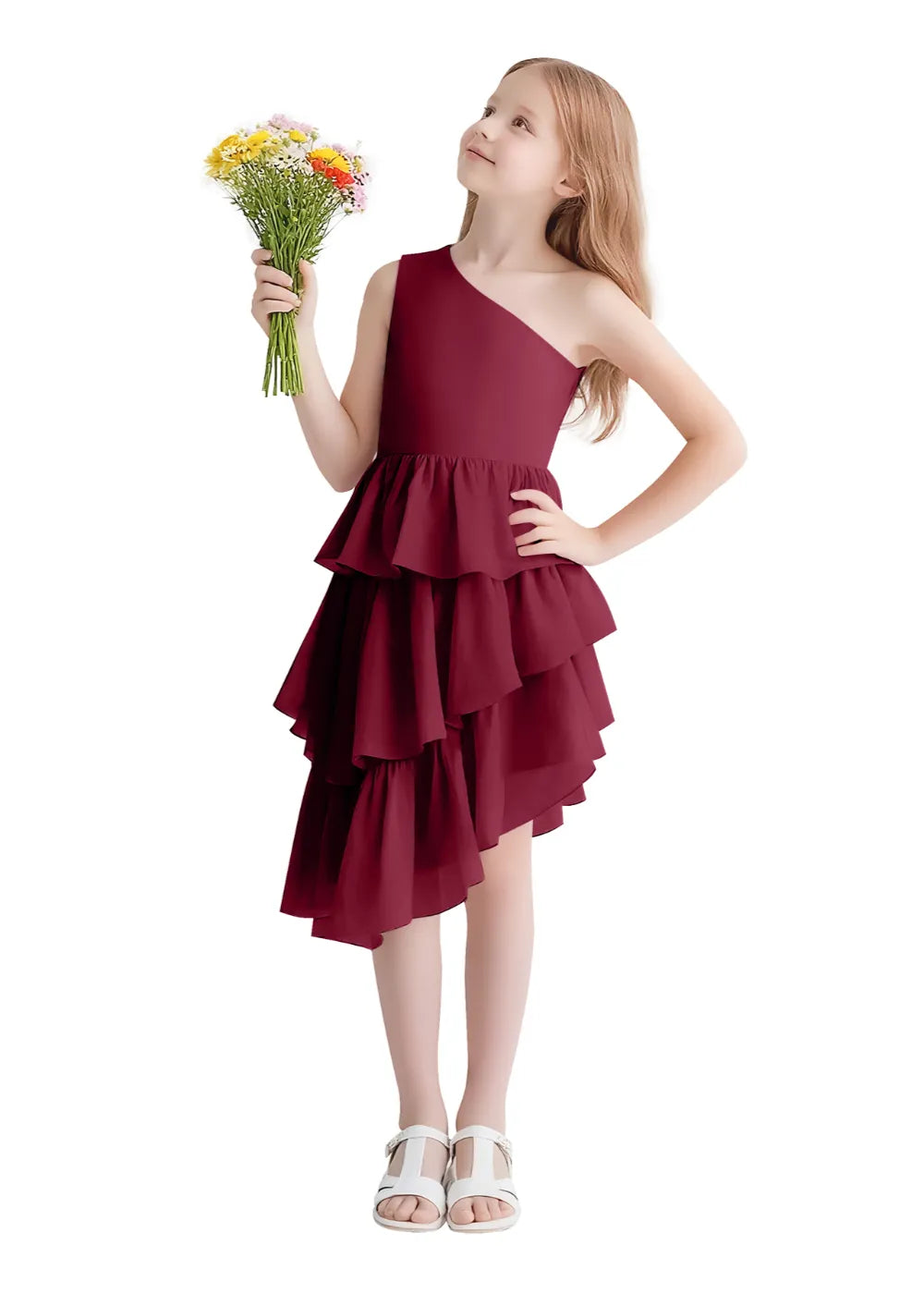 Twirl Belle One-Shoulder Ruffle Dress