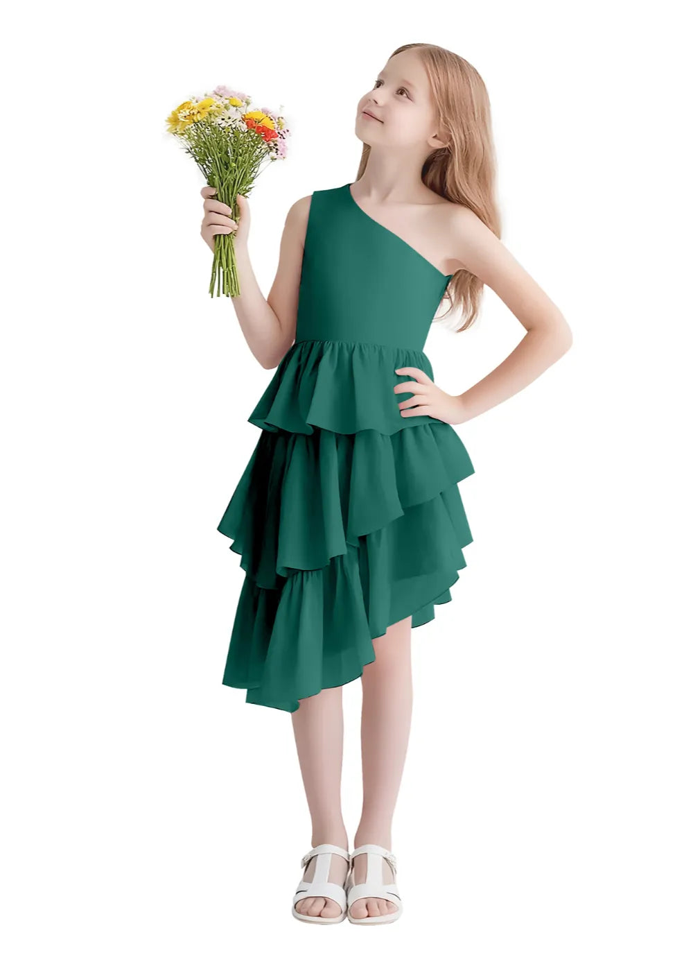 Twirl Belle One-Shoulder Ruffle Dress